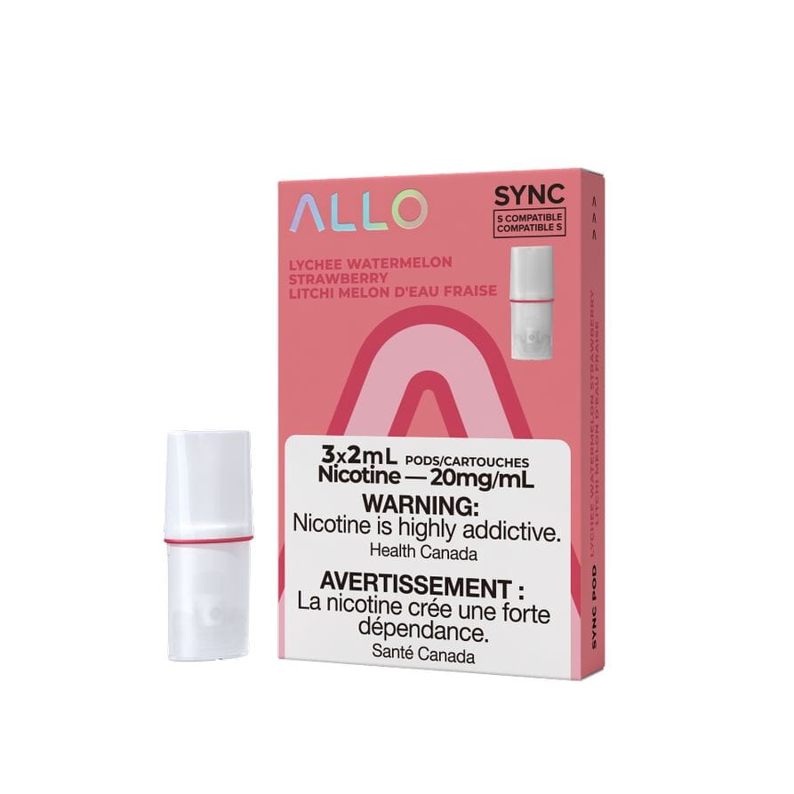ALLO SYNC PODS PRE-FILLED PODS Pacific Smoke E-Liquids Lychee Watermelon Strawberry 20MG (EXCISE)