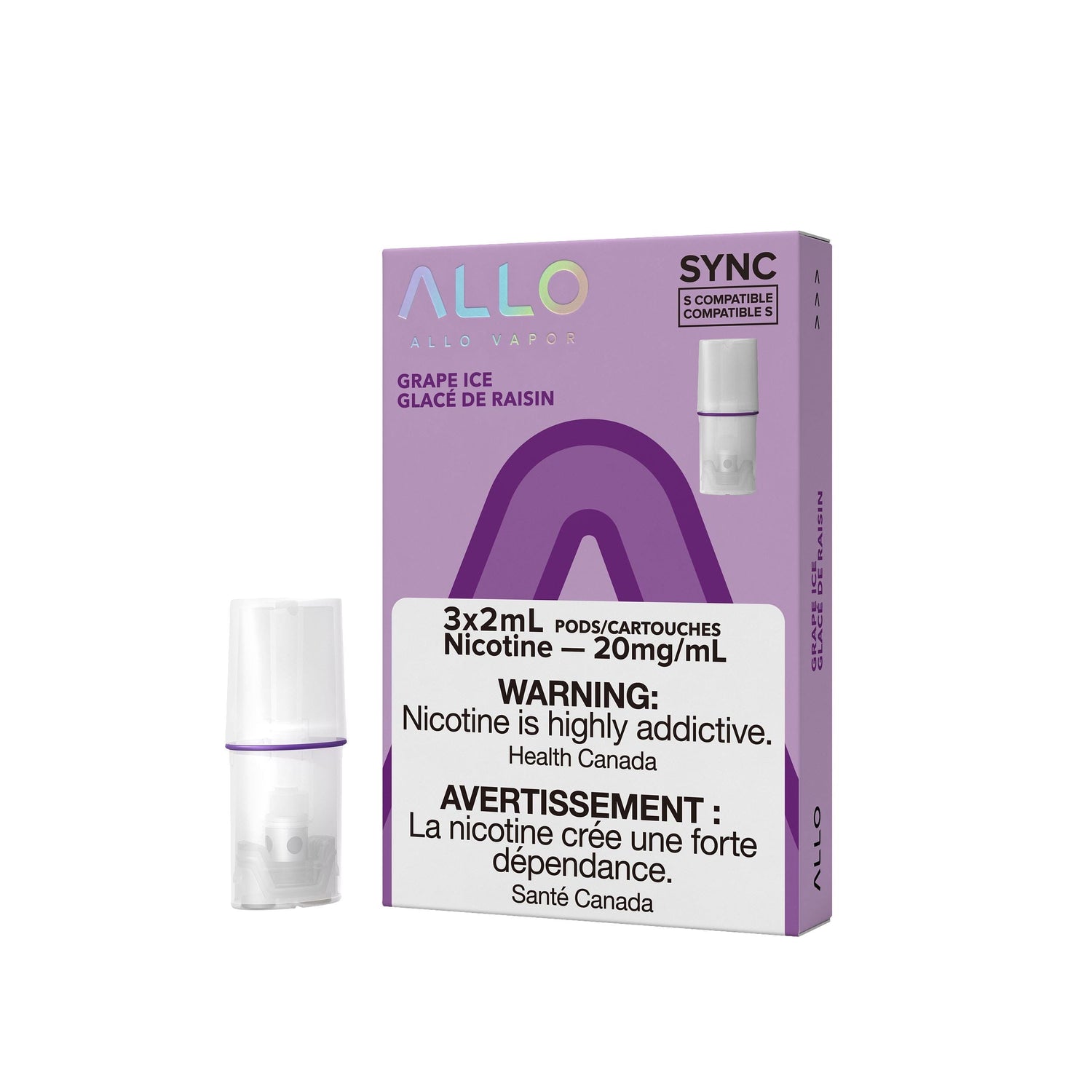 ALLO SYNC PODS PRE-FILLED PODS Pacific Smoke E-Liquids Grape Ice 20MG (EXCISE)