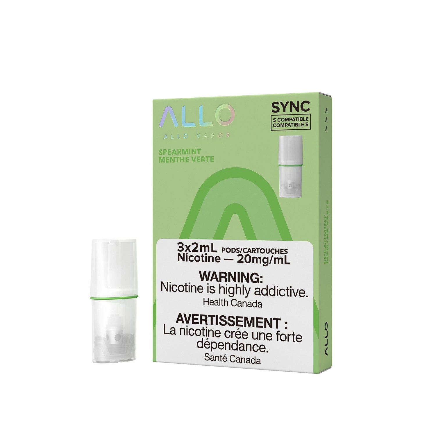 ALLO SYNC PODS PRE-FILLED PODS Pacific Smoke E-Liquids Spearmint 20MG (EXCISE)