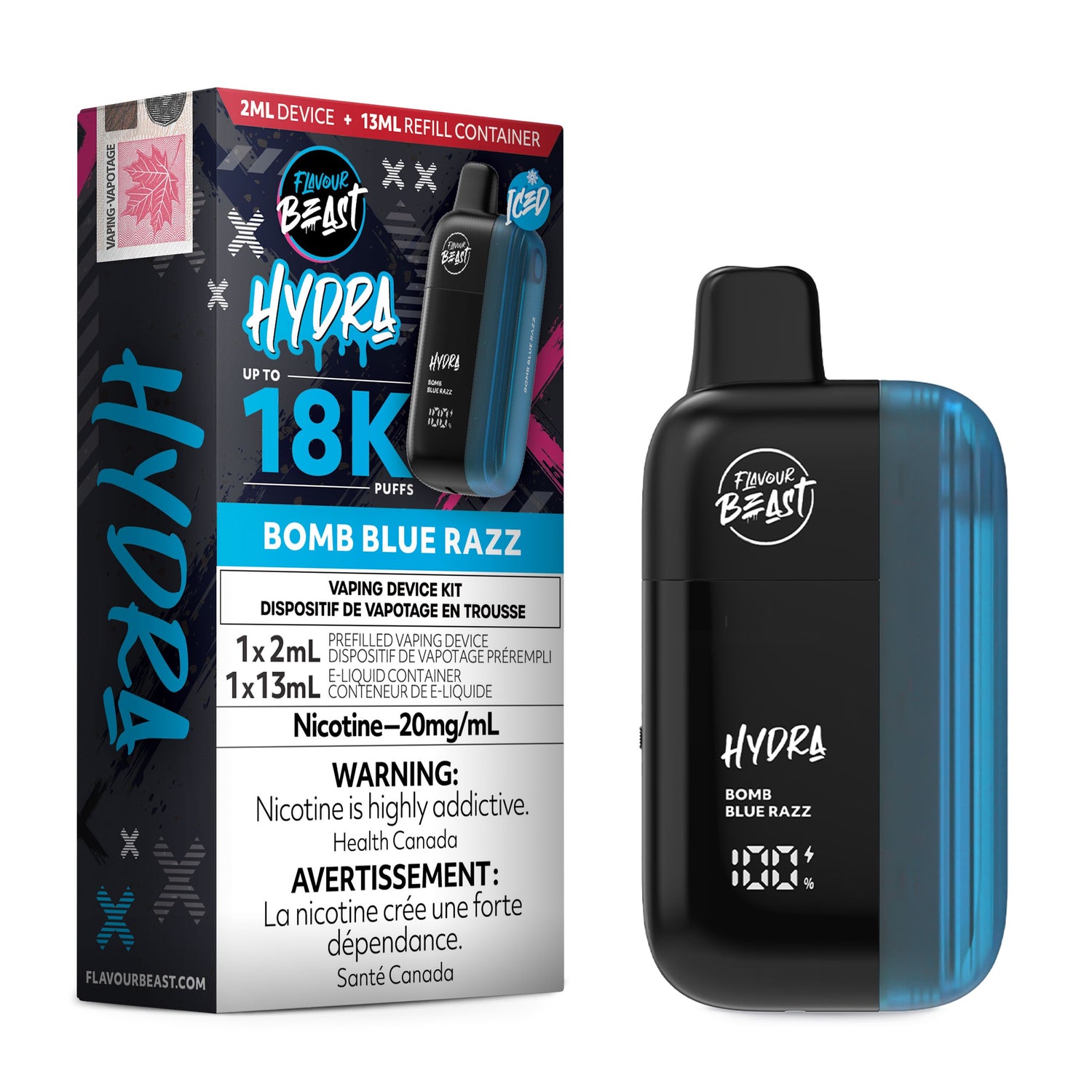FLAVOUR BEAST - HYDRA 18K DISPOSABLE DISPOSABLES Pacific Smoke E-Liquids Bomb Blue Razz Iced (EX)