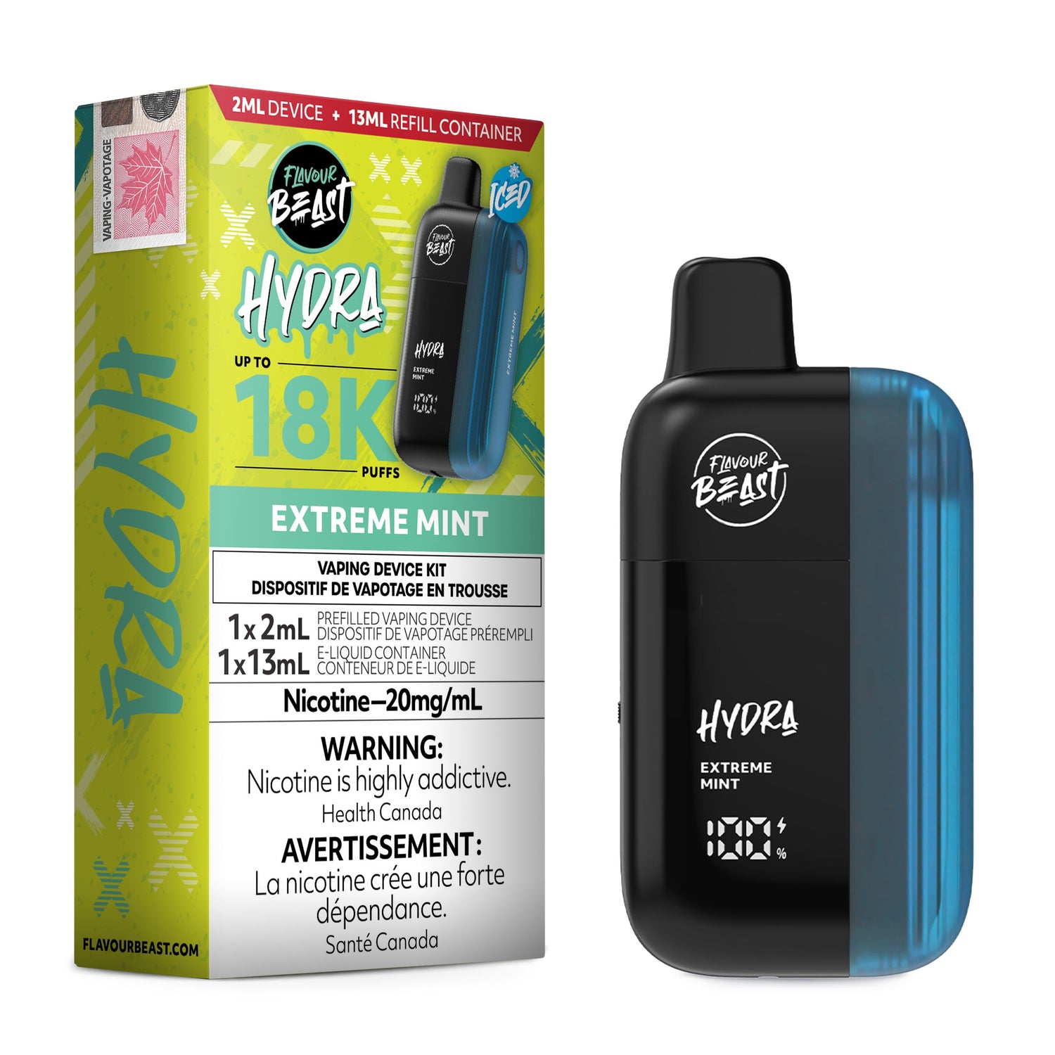 FLAVOUR BEAST - HYDRA 18K DISPOSABLE DISPOSABLES Pacific Smoke E-Liquids Extreme Mint (EX)