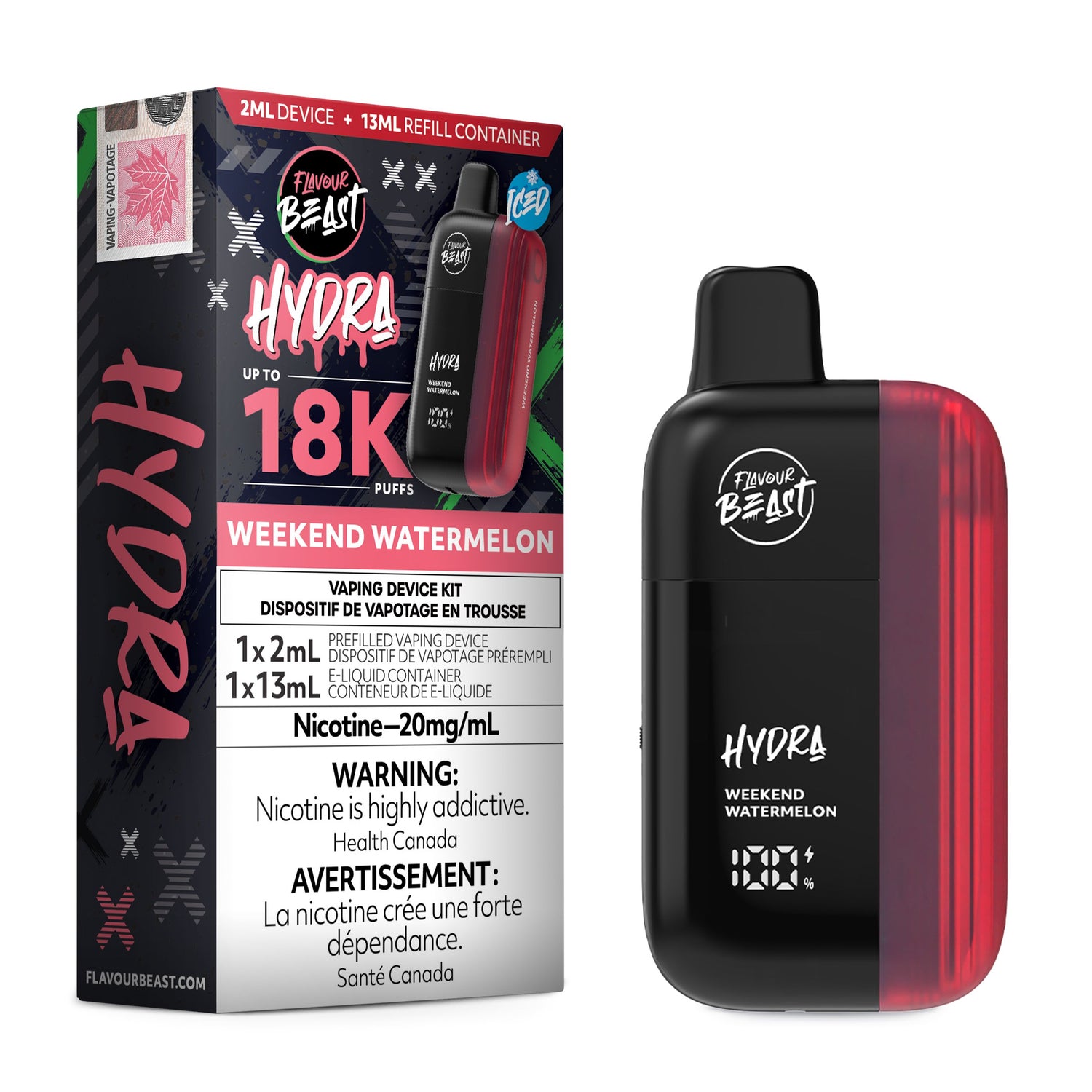 FLAVOUR BEAST - HYDRA 18K DISPOSABLE DISPOSABLES Pacific Smoke E-Liquids Weekend Watermelon Iced (EX)