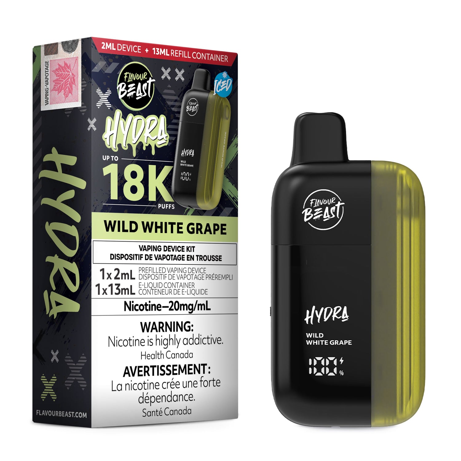 FLAVOUR BEAST - HYDRA 18K DISPOSABLE DISPOSABLES Pacific Smoke E-Liquids Wild White Grape Iced (EX)