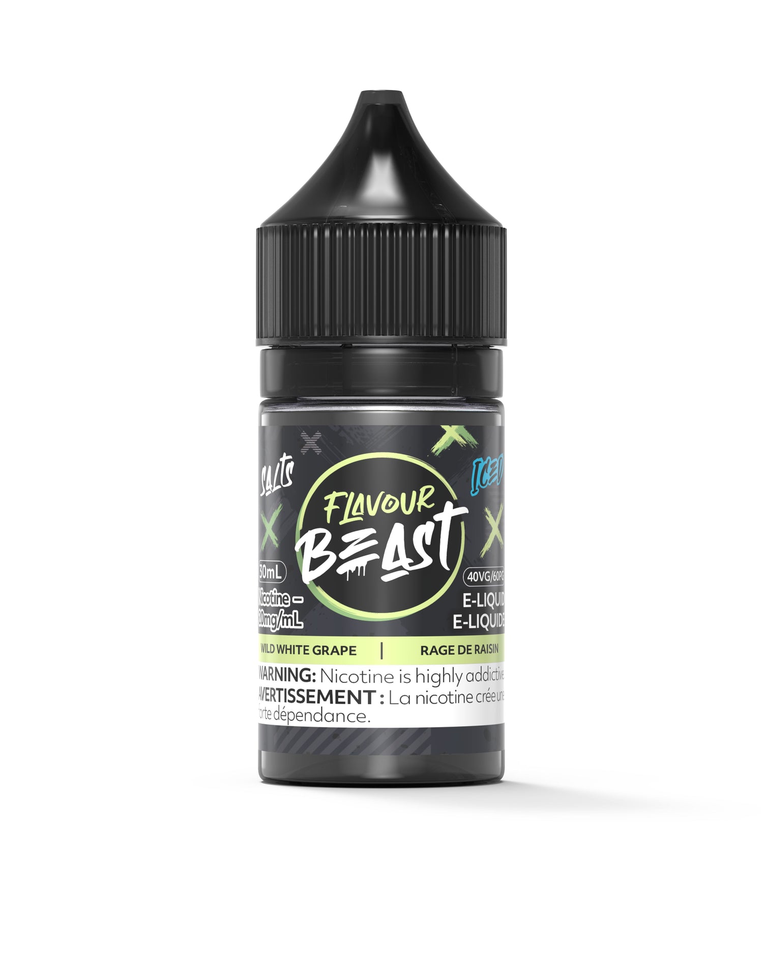 FLAVOUR BEAST E-LIQUID SALT E-LIQUID Pacific Smoke E-Liquids Regular Wild White Grape Iced 20mg (SALT) (EXCISE)