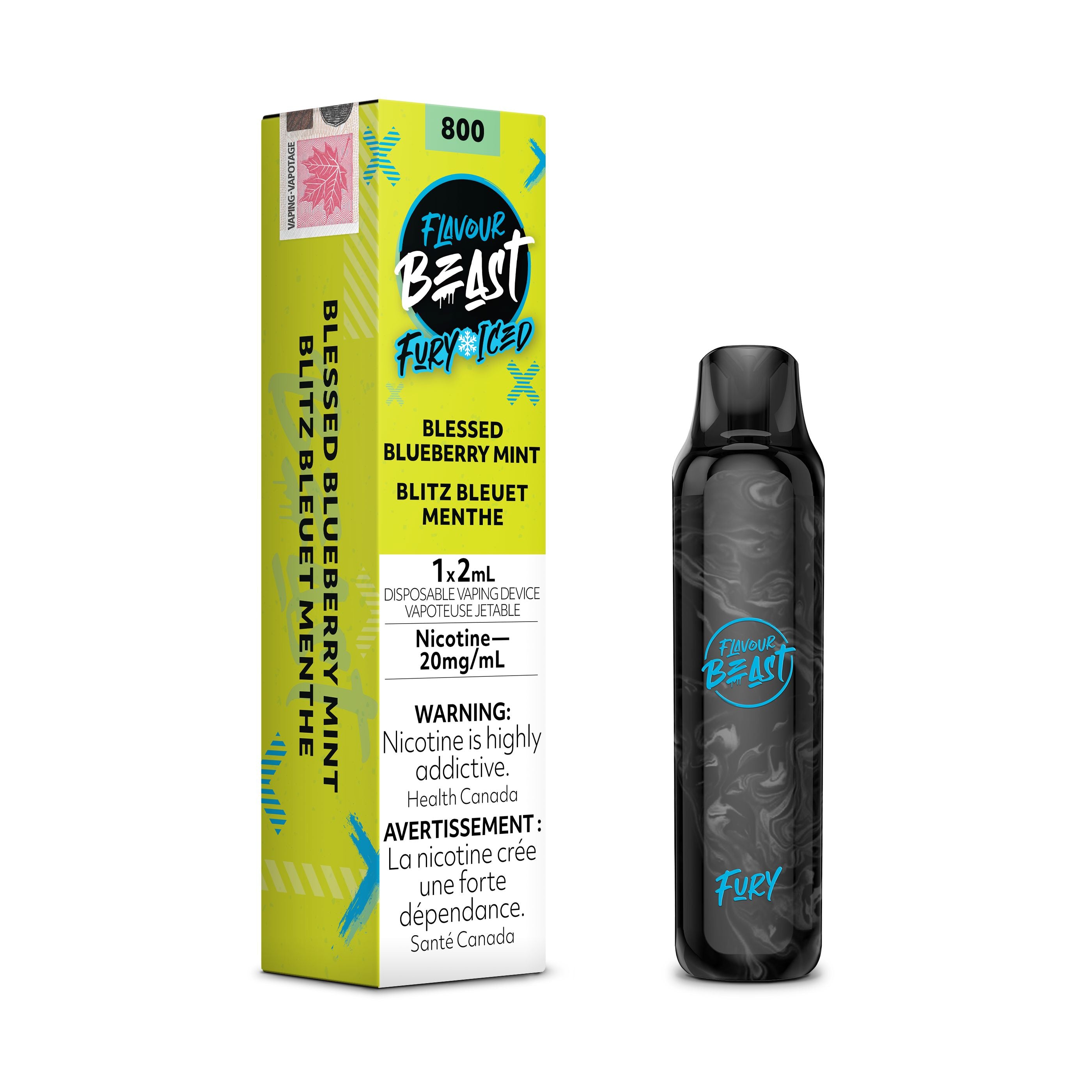 FLAVOUR BEAST FURY DISPOSABLE (2ML) DISPOSABLES Pacific Smoke E-Liquids Blessed Blueberry Mint Iced 20MG (EXCISE)