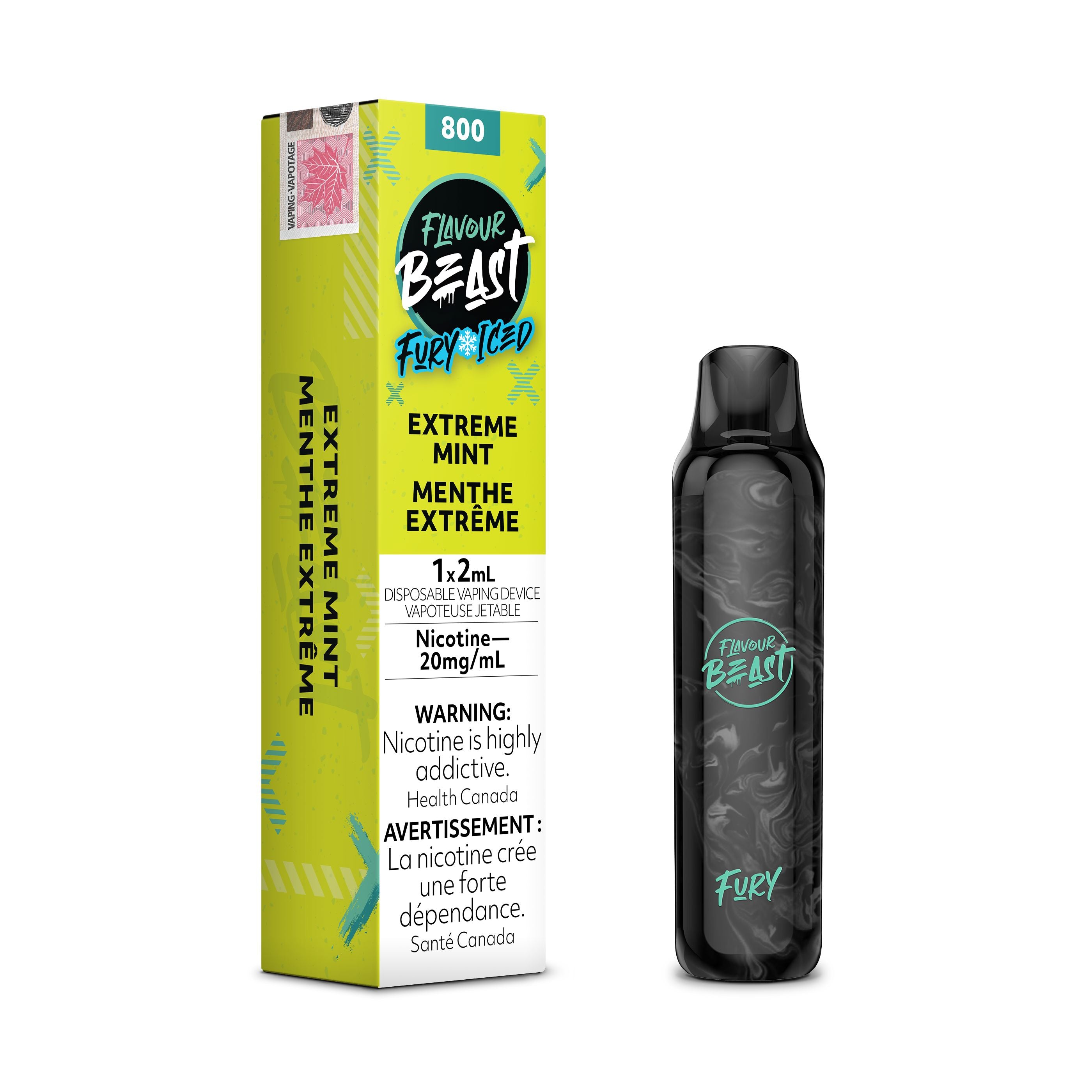 FLAVOUR BEAST FURY DISPOSABLE (2ML) DISPOSABLES Pacific Smoke E-Liquids Extreme Mint Iced 20MG (EXCISE)