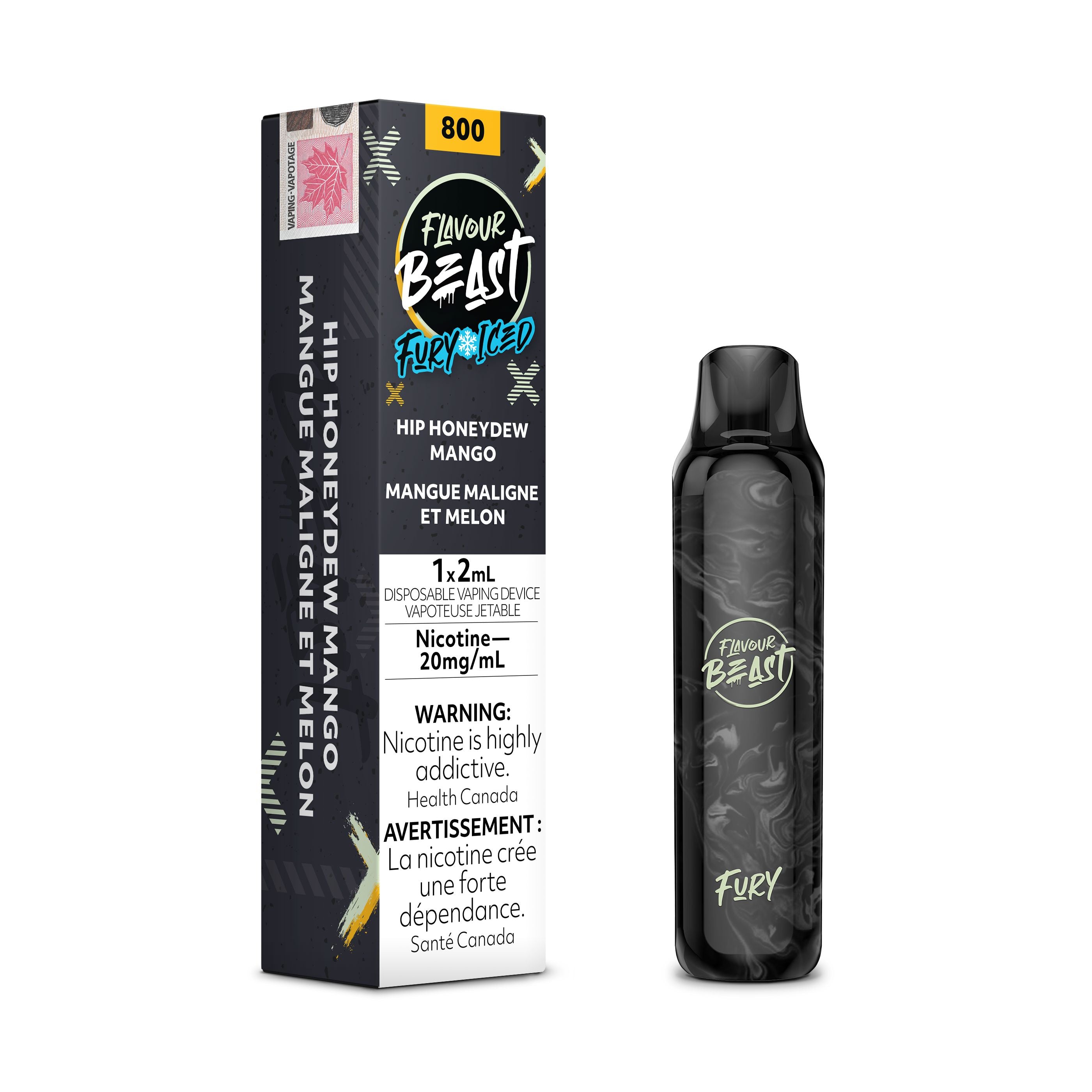 FLAVOUR BEAST FURY DISPOSABLE (2ML) DISPOSABLES Pacific Smoke E-Liquids Hip Honeydew Mango Iced 20MG (EXCISE)