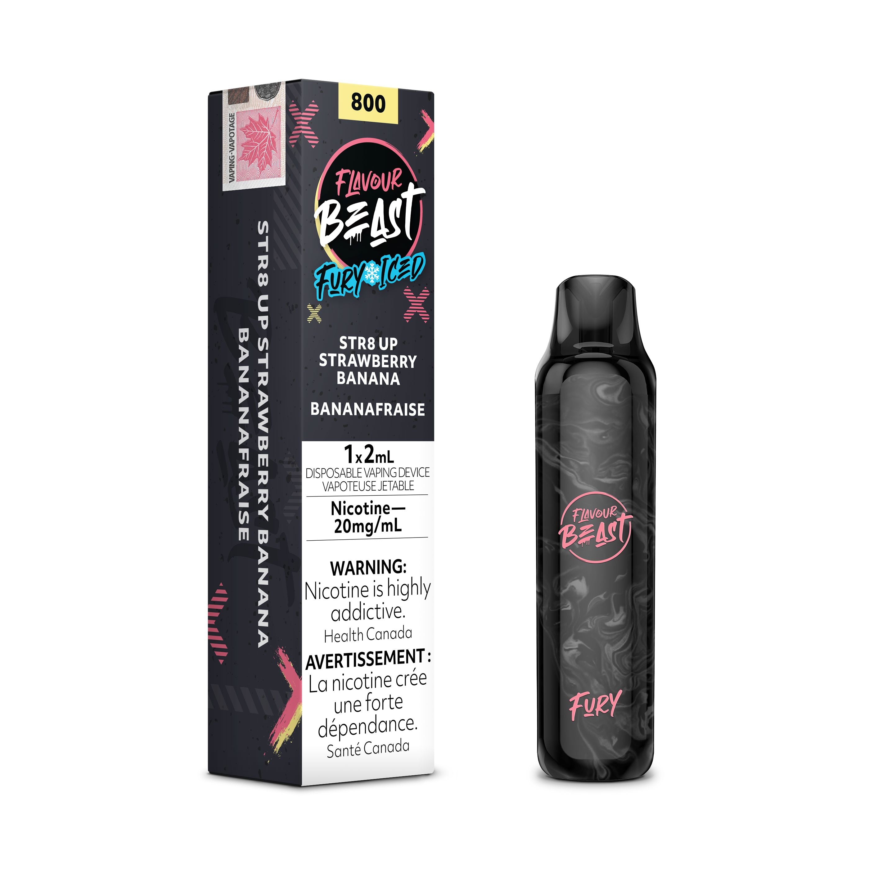 FLAVOUR BEAST FURY DISPOSABLE (2ML) DISPOSABLES Pacific Smoke E-Liquids STR8 Up Strawberry Banana 20MG (EXCISE)