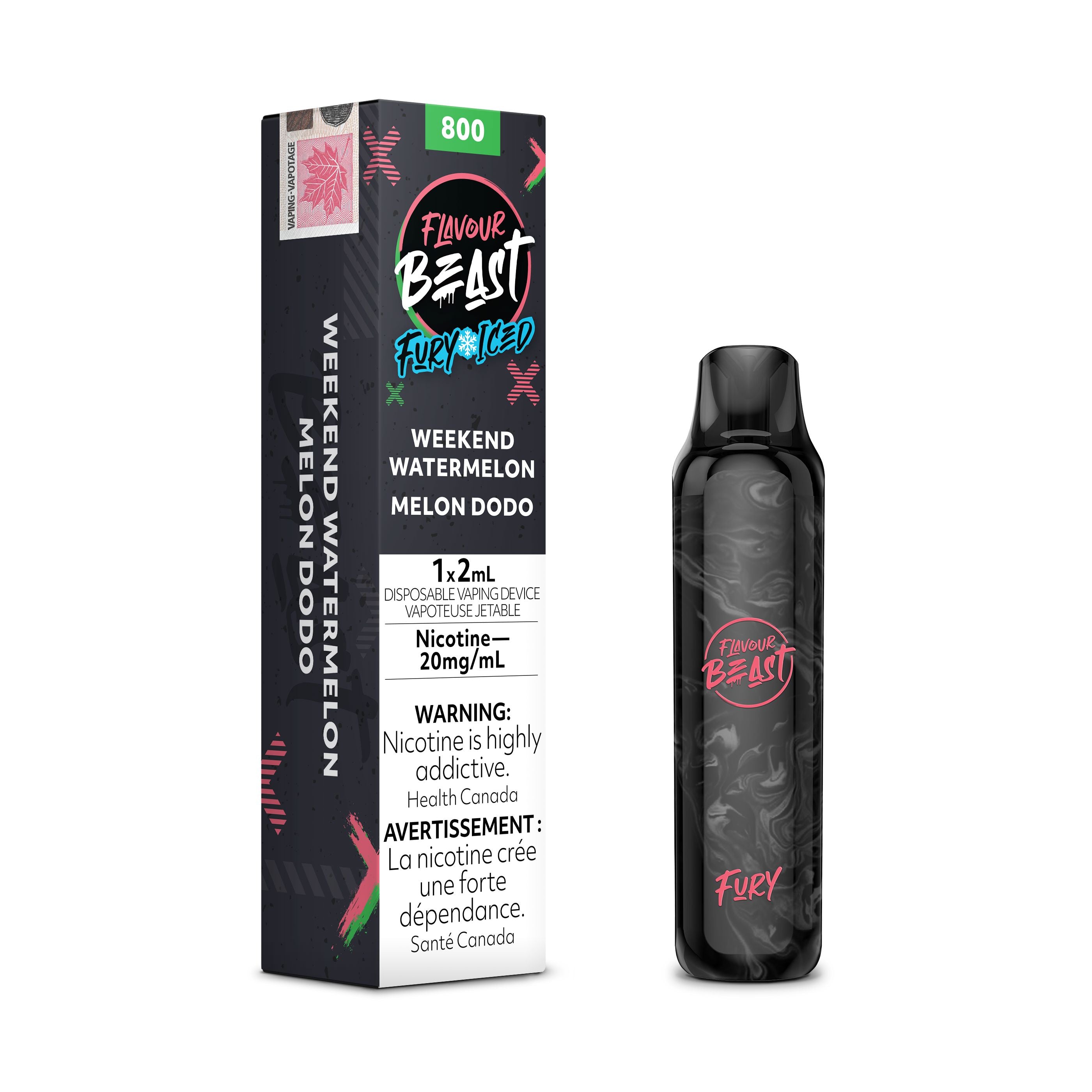 FLAVOUR BEAST FURY DISPOSABLE (2ML) DISPOSABLES Pacific Smoke E-Liquids Weekend Watermelon Iced 20MG (EXCISE)