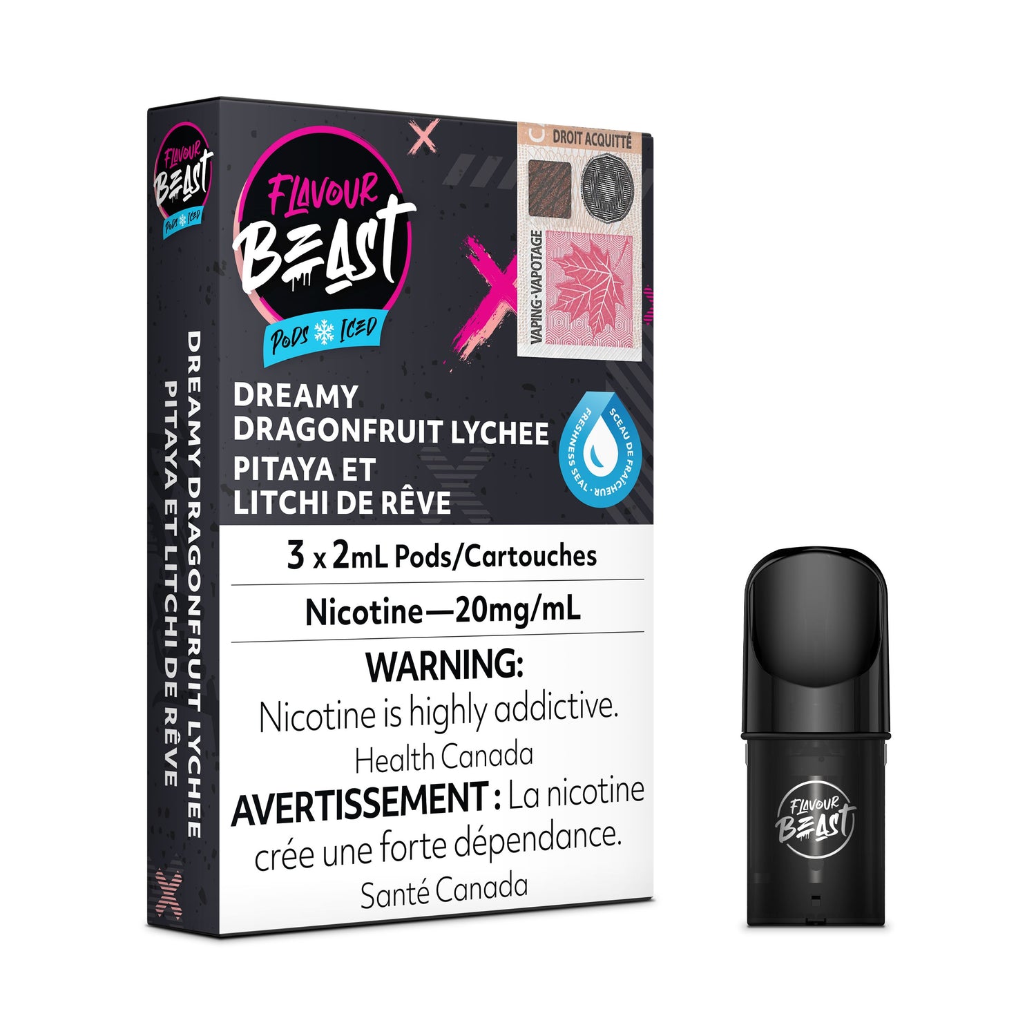 FLAVOUR BEAST PODS PRE-FILLED PODS Pacific Smoke E-Liquids Dreamy Dragonfruit Lychee Iced 20MG (EXCISE)