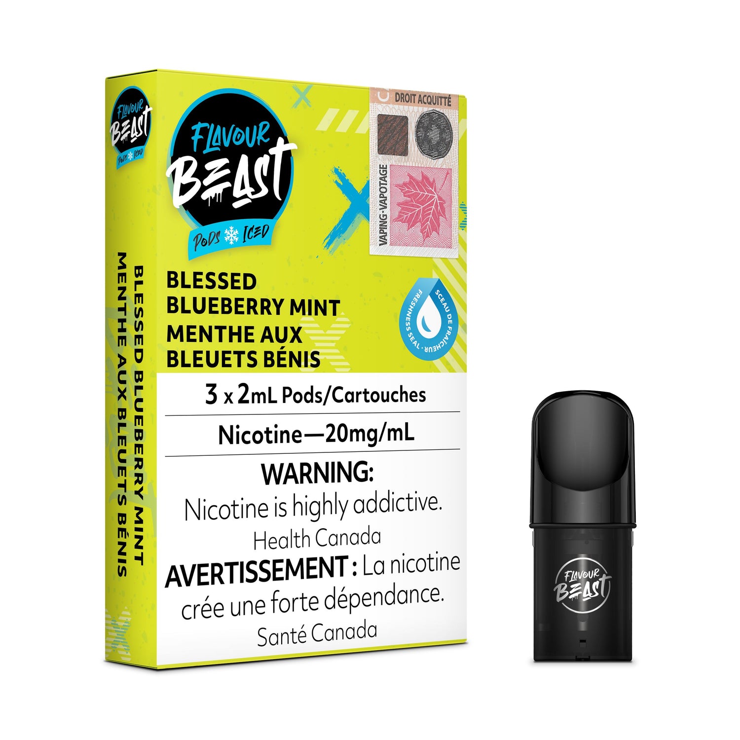 FLAVOUR BEAST PODS PRE-FILLED PODS Pacific Smoke E-Liquids Blessed Blueberry Mint 20MG (EXCISE)