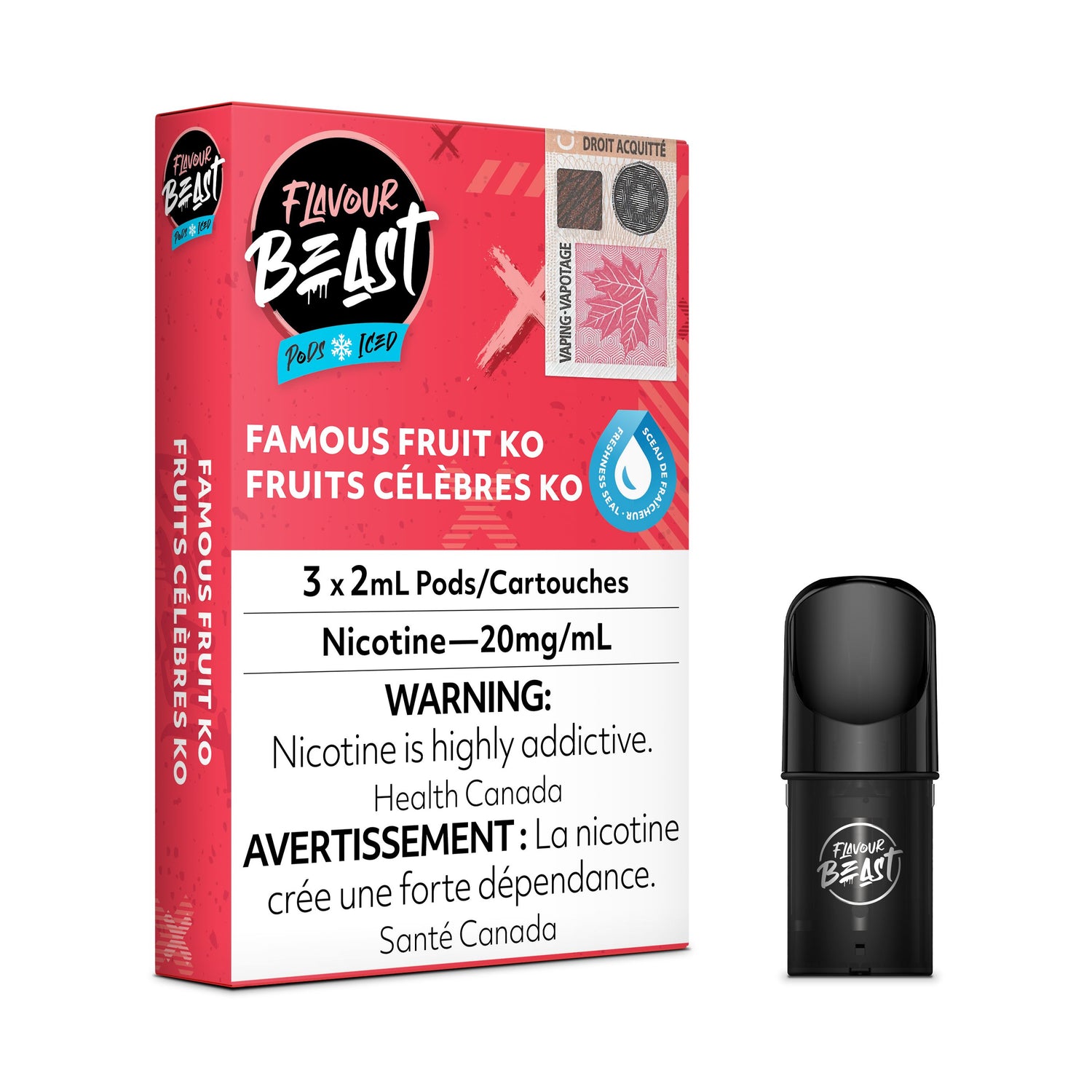 FLAVOUR BEAST PODS PRE-FILLED PODS Pacific Smoke E-Liquids Famous Fruit KO 20MG (EXCISE)