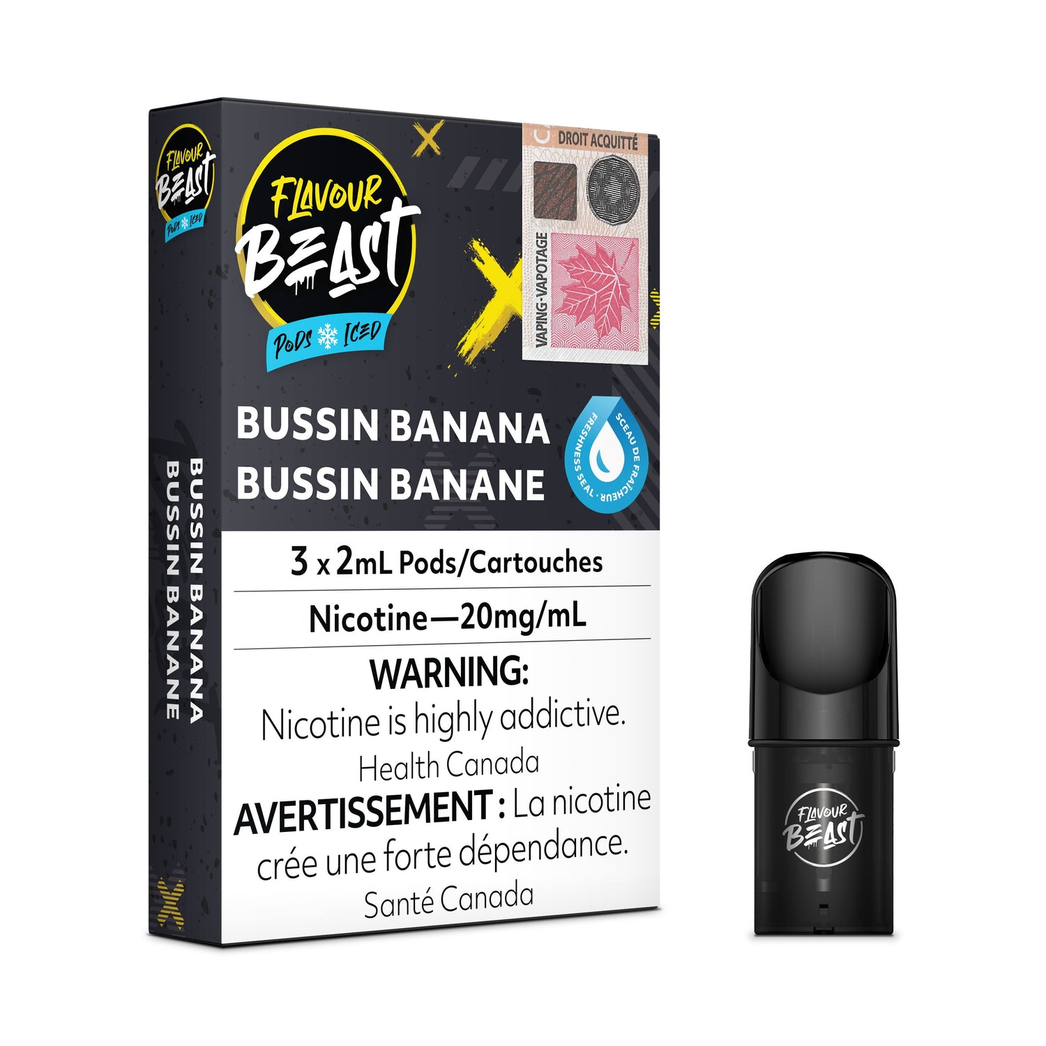 FLAVOUR BEAST PODS PRE-FILLED PODS Pacific Smoke E-Liquids Bussin Banana 20MG (EXCISE)