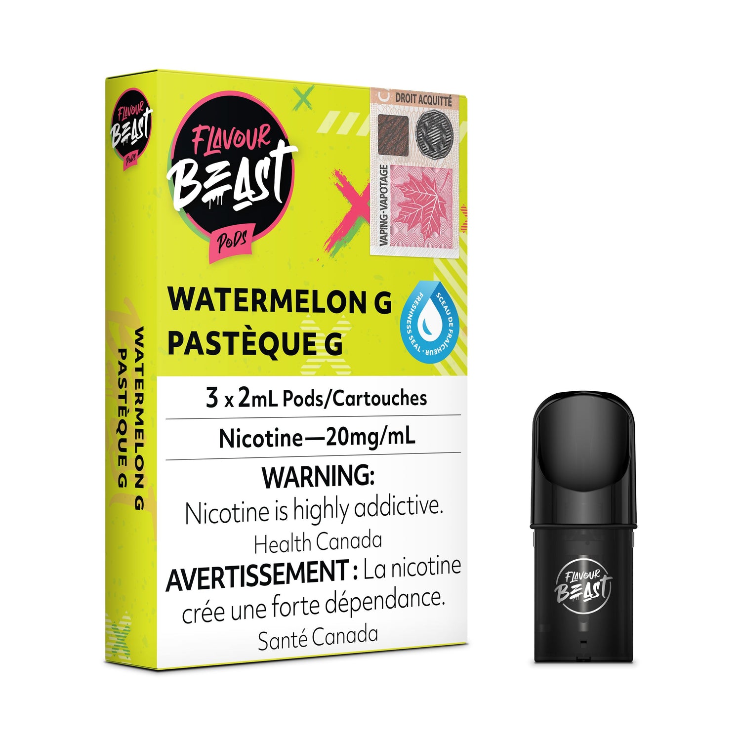 FLAVOUR BEAST PODS PRE-FILLED PODS Pacific Smoke E-Liquids Watermelon G 20MG (EXCISE)