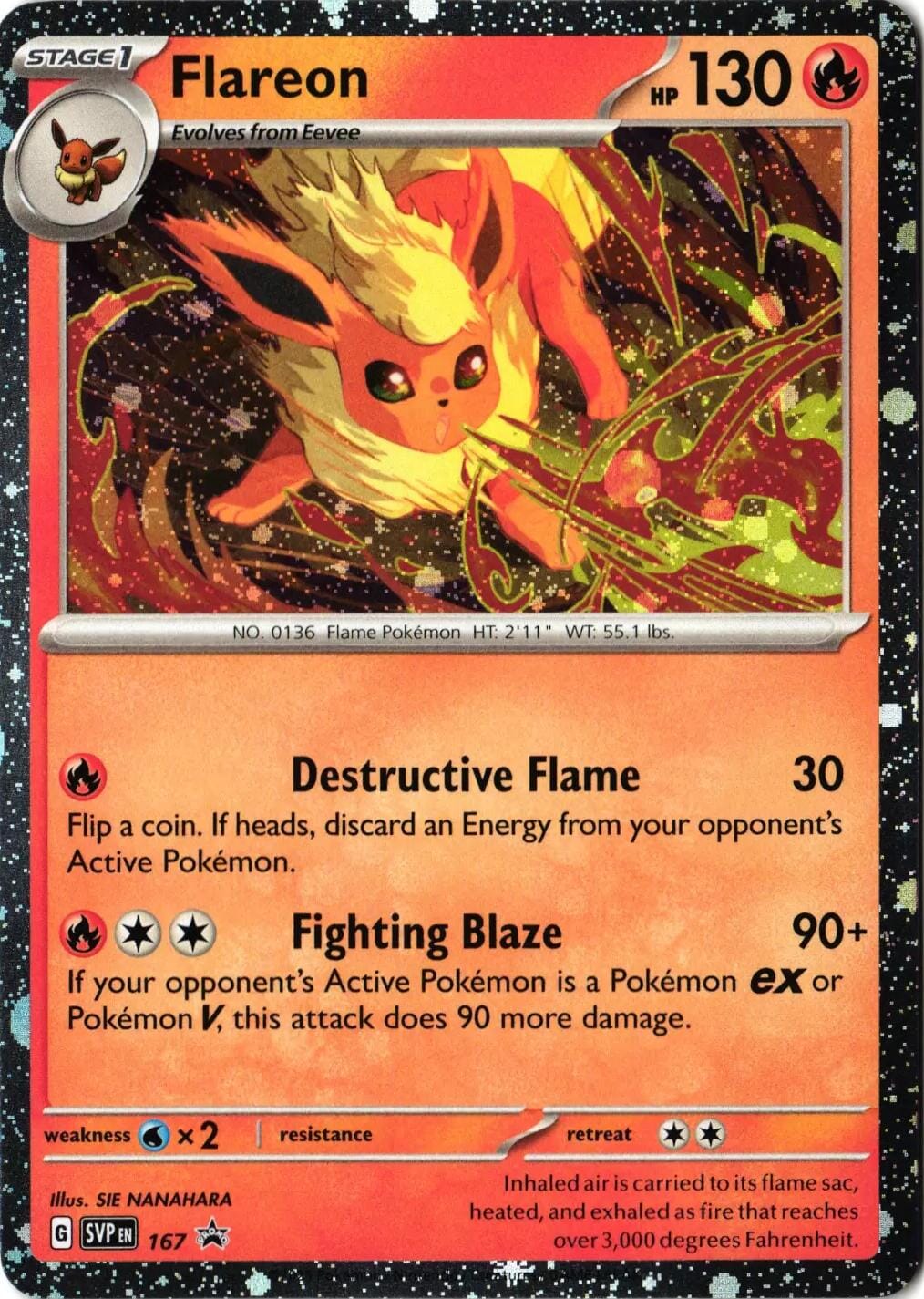 SINGLE POKÉMON CARDS - PRISMATIC EVOLUTIONS TRADING CARDS The Vapory Flareon Cosmo Holo