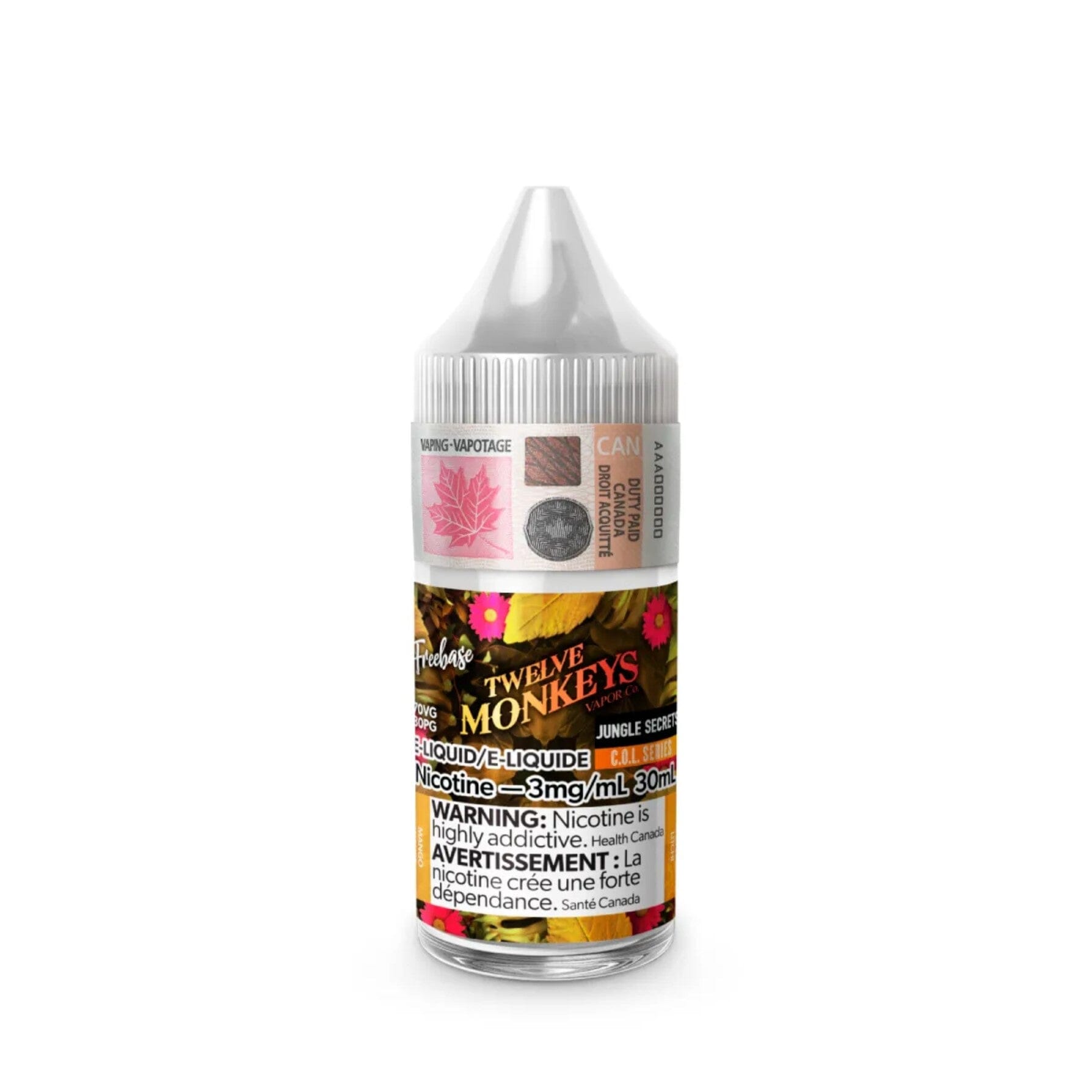 TWELVE MONKEYS E-LIQUID E-LIQUID Pacific Smoke E-Liquids Original Jungle Secrets 3MG (REGULAR) (EXCISE)