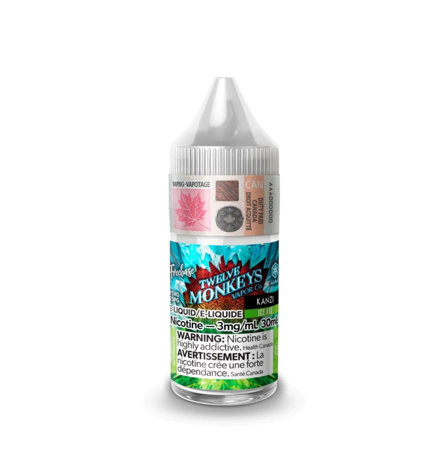 TWELVE MONKEYS E-LIQUID E-LIQUID Pacific Smoke E-Liquids Ice Age Kanzi 3MG (REGULAR) (EXCISE)