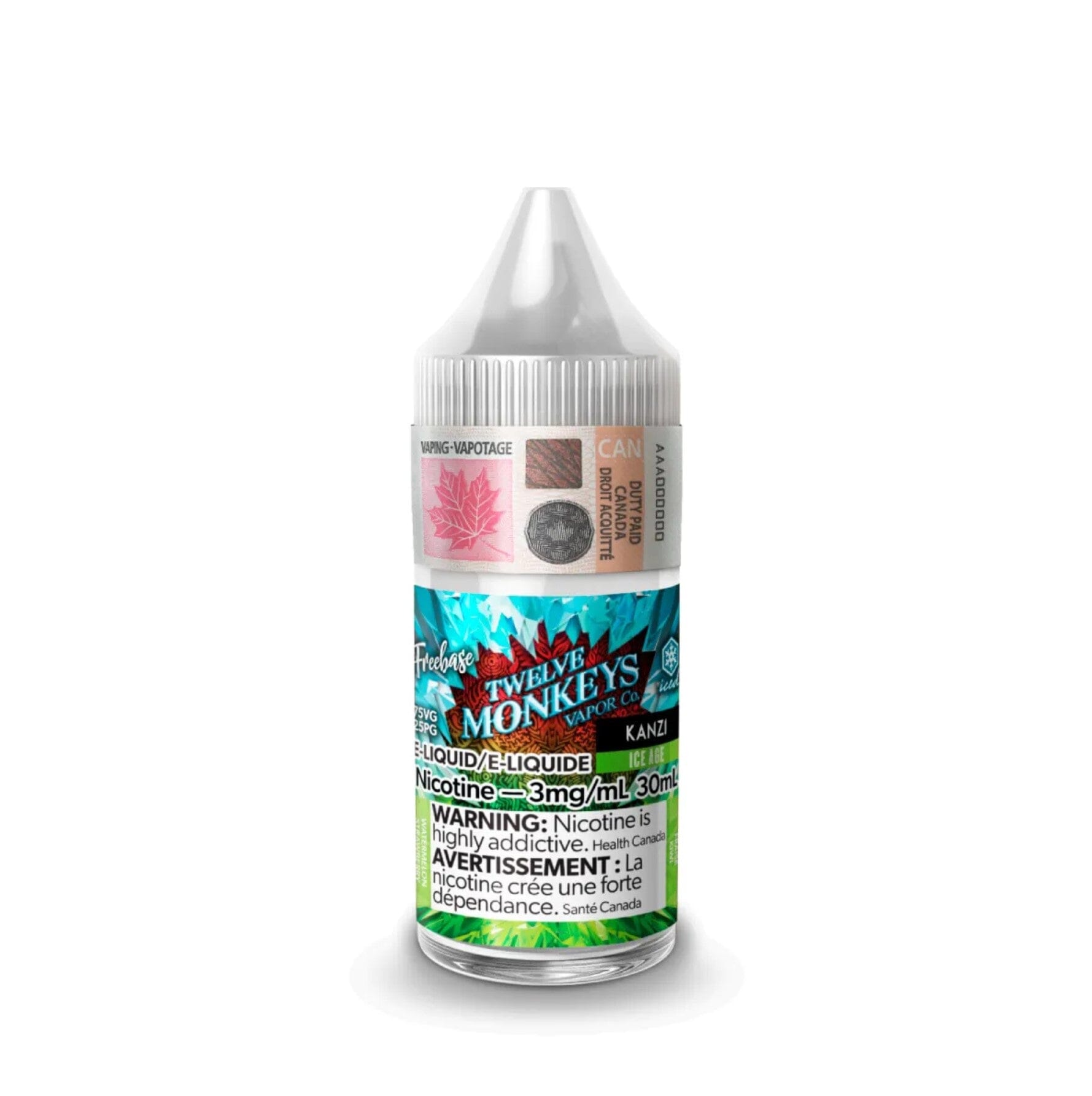 TWELVE MONKEYS E-LIQUID E-LIQUID Pacific Smoke E-Liquids Ice Age Kanzi 3MG (REGULAR) (EXCISE)