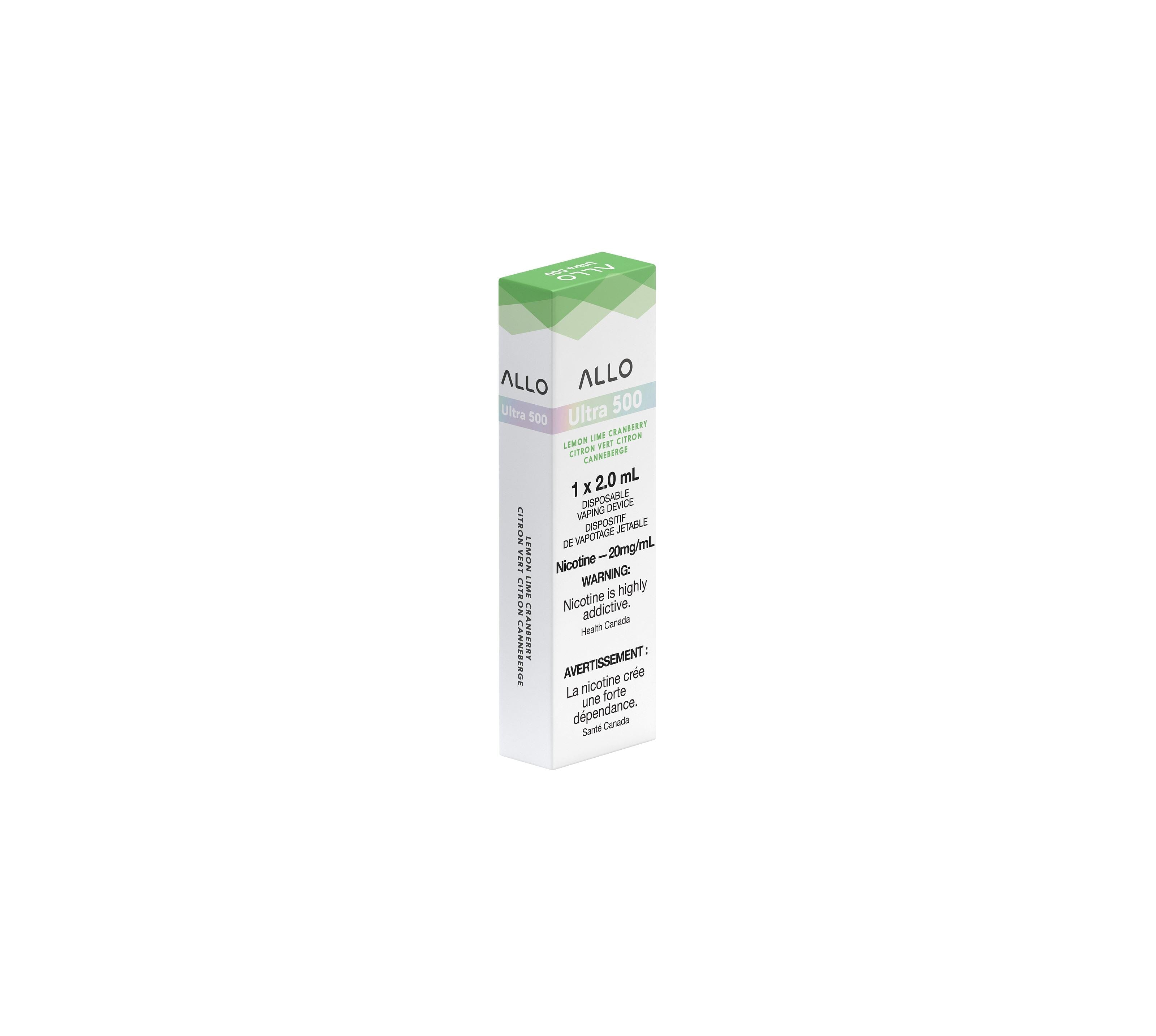 ALLO ULTRA 500 DISPOSABLE VAPE (2ML) DISPOSABLES Pacific Smoke E-Liquids Lemon Lime Cranberry 20MG (EXCISE)