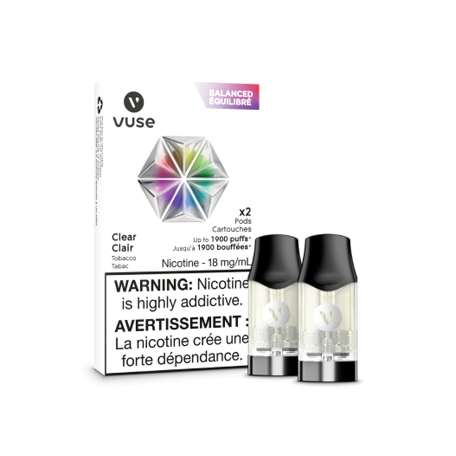 VUSE EPOD PRE-FILLED PODS VUSE Clear Tobacco (Clear) 1.8% (20mg/mL) Balance (Excise)
