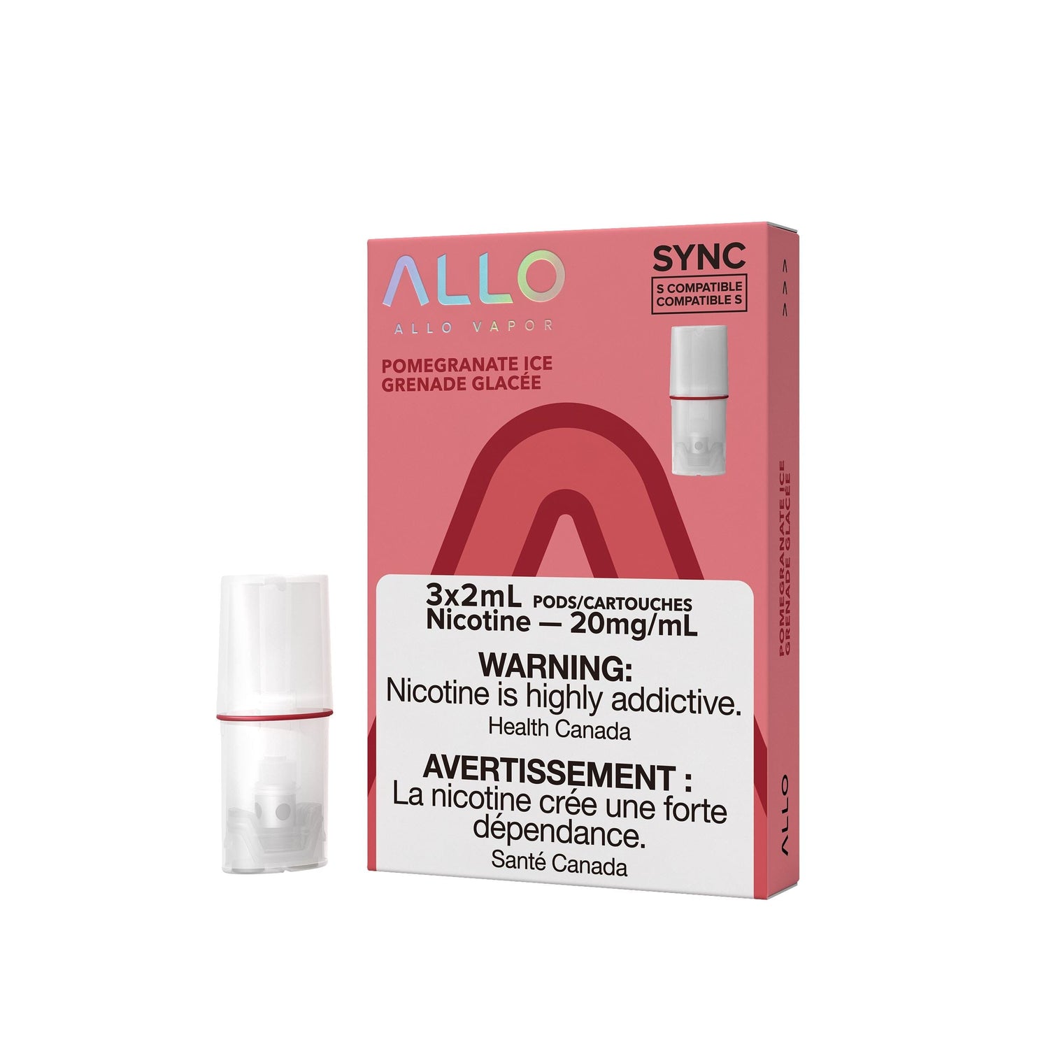 ALLO SYNC PODS PRE-FILLED PODS Pacific Smoke E-Liquids Pomegranate Ice 20MG (EXCISE)