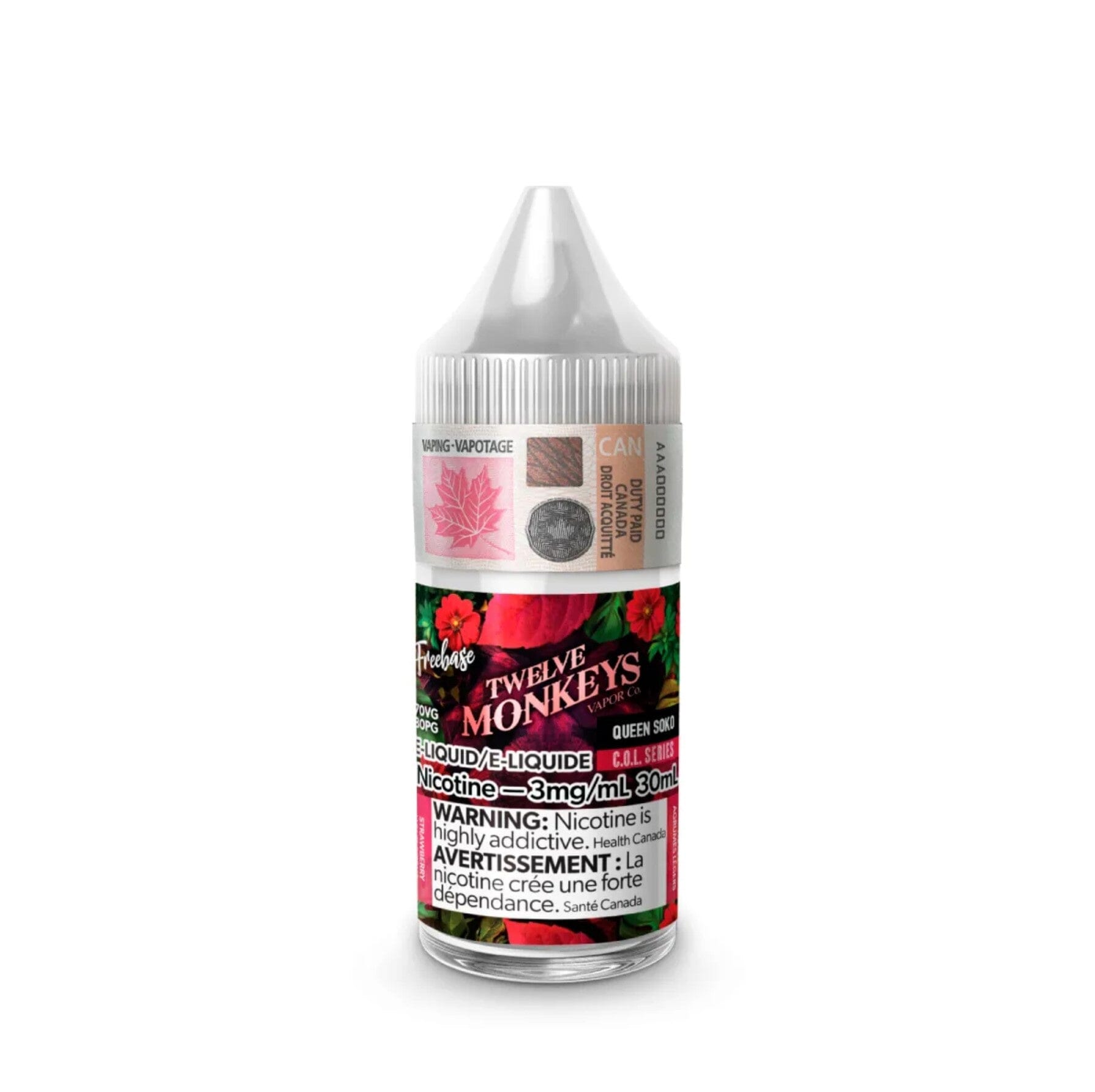 TWELVE MONKEYS E-LIQUID E-LIQUID Pacific Smoke E-Liquids Original Queen Soko 3MG (REGULAR) (EXCISE)