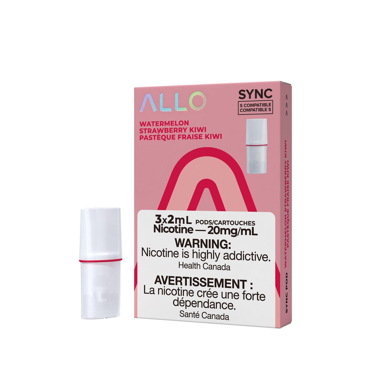 ALLO SYNC PODS PRE-FILLED PODS Pacific Smoke E-Liquids Watermelon Strawberry Kiwi 20MG (EXCISE)