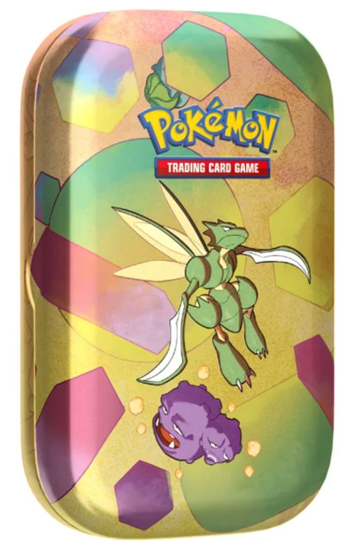 POKÉMON SCARLET & VIOLET 151 MINI TINS POKEMON COLLECTABLES The Vapory Scyther