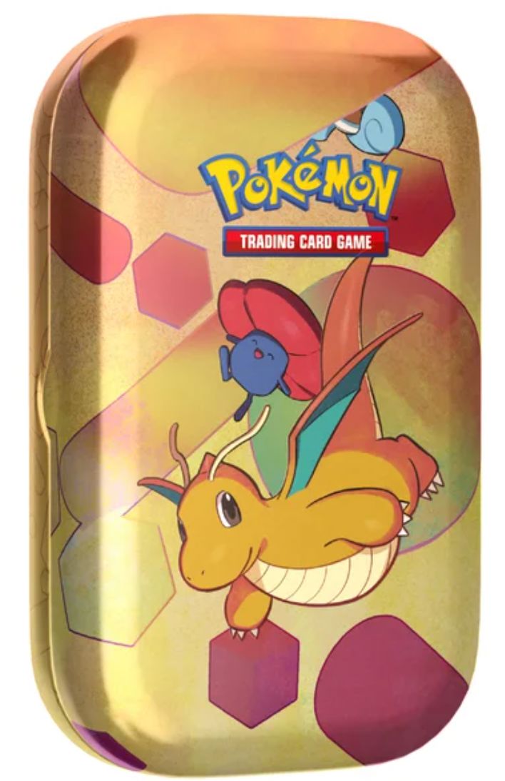 POKÉMON SCARLET & VIOLET 151 MINI TINS POKEMON COLLECTABLES The Vapory Dragonite
