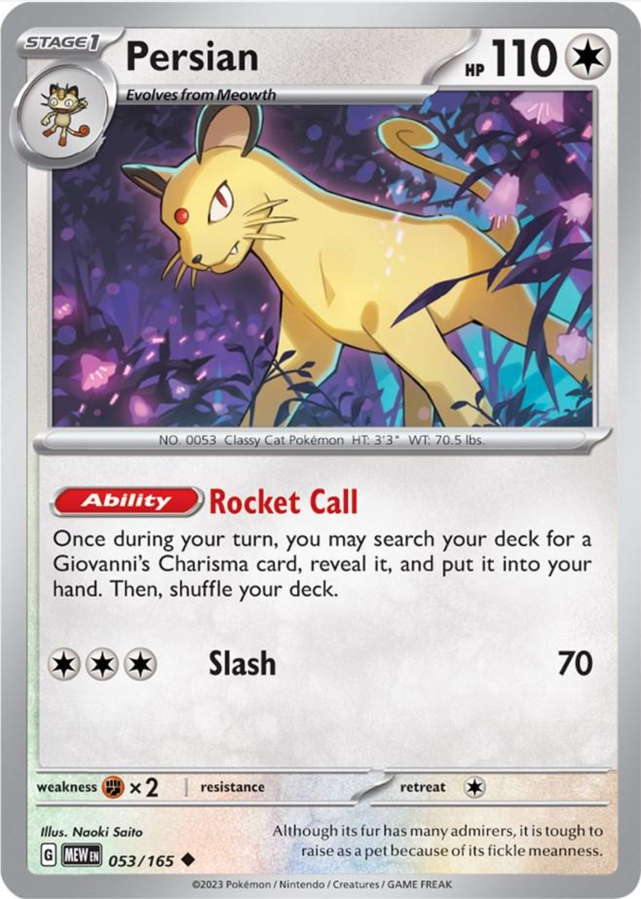 SINGLE POKÉMON CARDS - SCARLET & VIOLET 151 COMMON CARDS TRADING CARDS The Vapory Persian Common