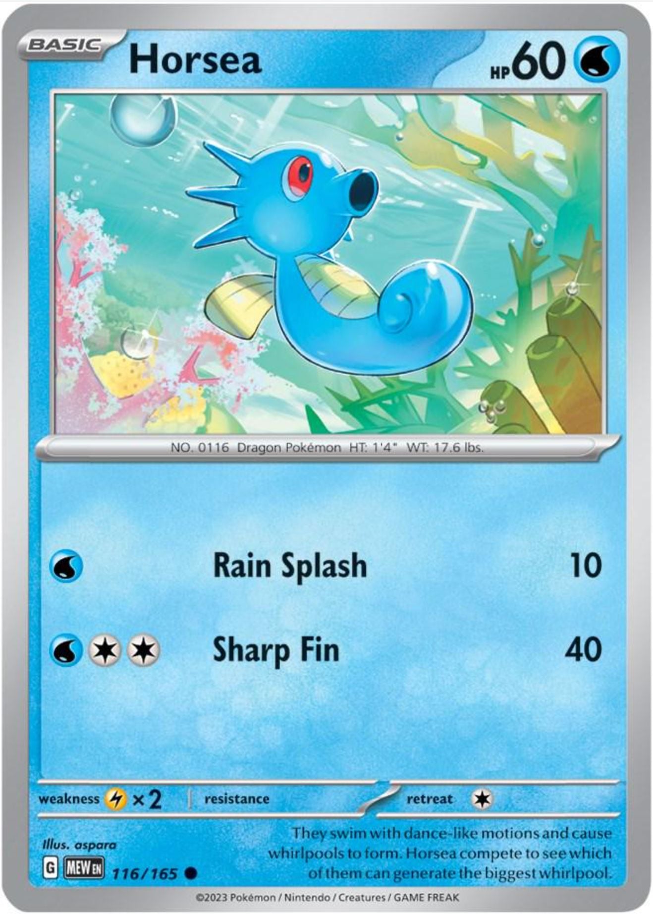SINGLE POKÉMON CARDS - SCARLET & VIOLET 151 COMMON CARDS TRADING CARDS The Vapory Horsea Common