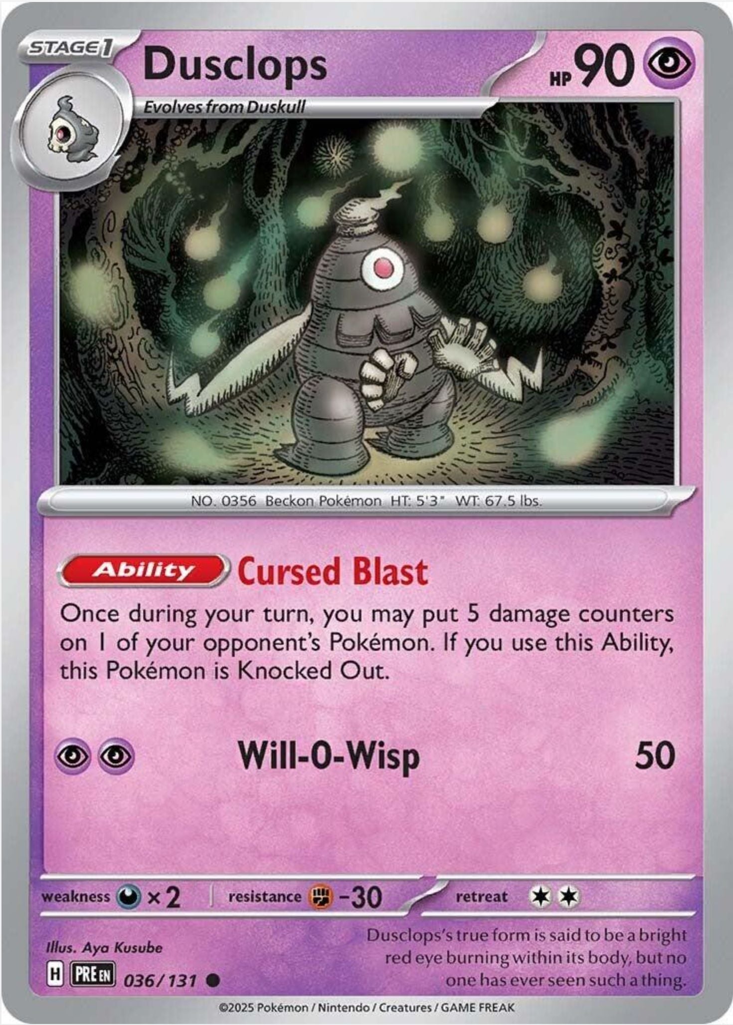 SINGLE POKÉMON CARDS - PRISMATIC EVOLUTIONS COMMON CARDS TRADING CARDS The Vapory Dusclops Common