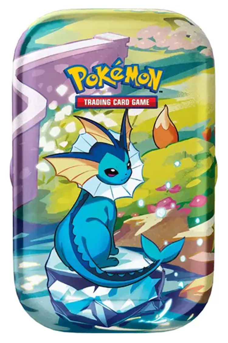 POKÉMON PRISMATIC EVOLUTIONS MINI TINS POKEMON COLLECTABLES The Vapory Vaporeon