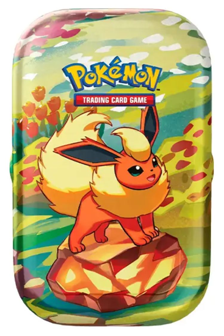 POKÉMON PRISMATIC EVOLUTIONS MINI TINS POKEMON COLLECTABLES The Vapory Flareon