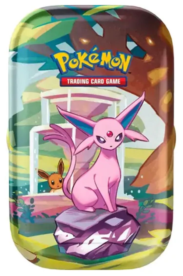 POKÉMON PRISMATIC EVOLUTIONS MINI TINS POKEMON COLLECTABLES The Vapory Espeon