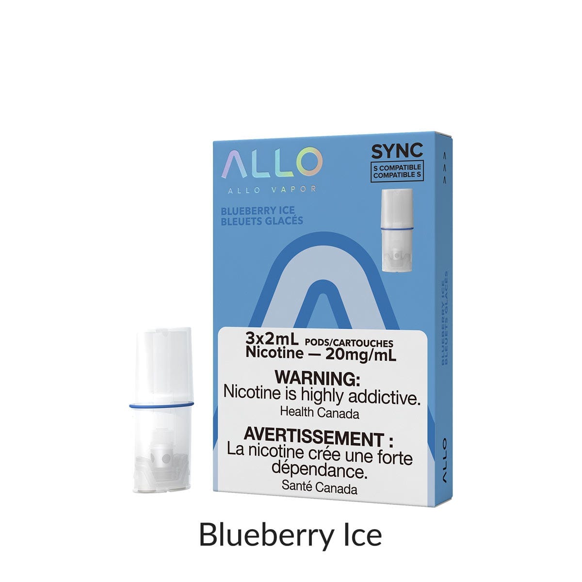 ALLO SYNC PODS PRE-FILLED PODS Pacific Smoke E-Liquids Blueberry Ice 20MG (EXCISE)