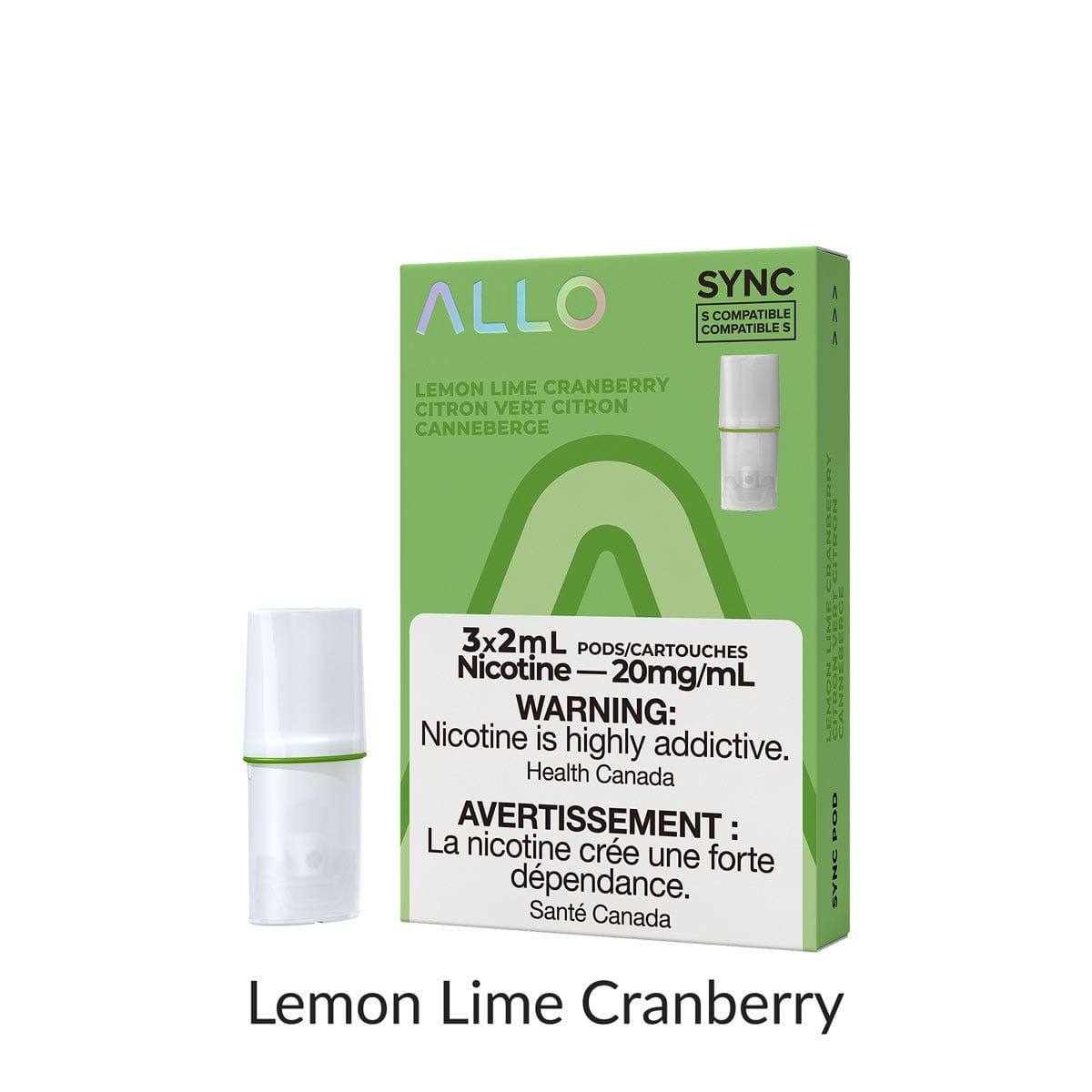 ALLO SYNC PODS PRE-FILLED PODS Pacific Smoke E-Liquids Lemon Lime Cranberry 20MG (EXCISE)