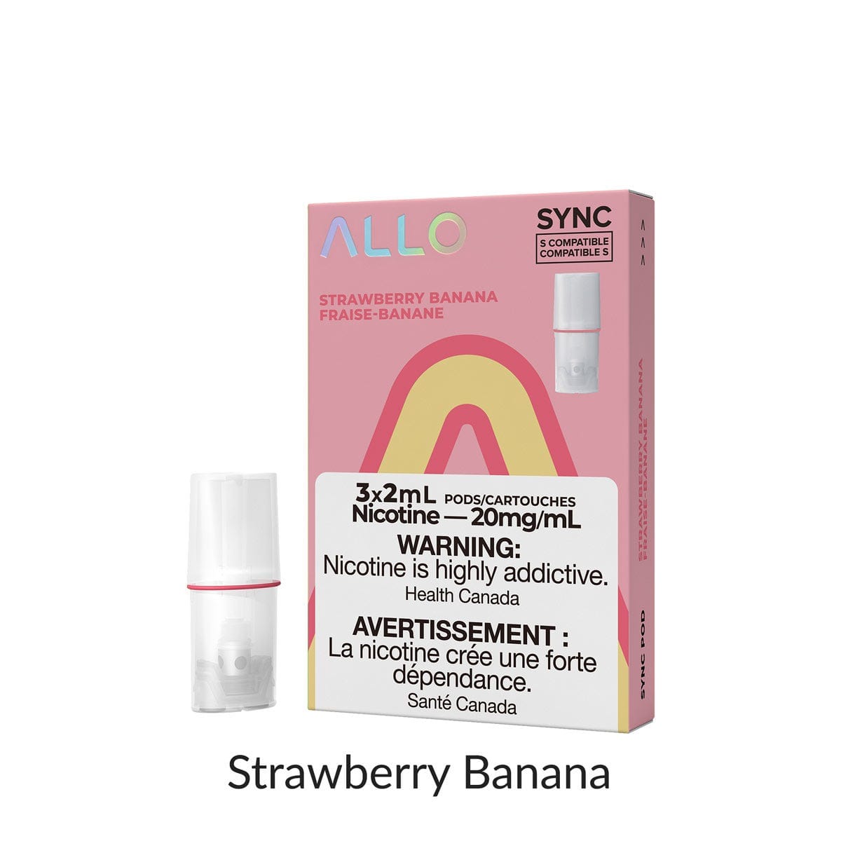 ALLO SYNC PODS PRE-FILLED PODS Pacific Smoke E-Liquids Strawberry Banana 20MG (EXCISE)