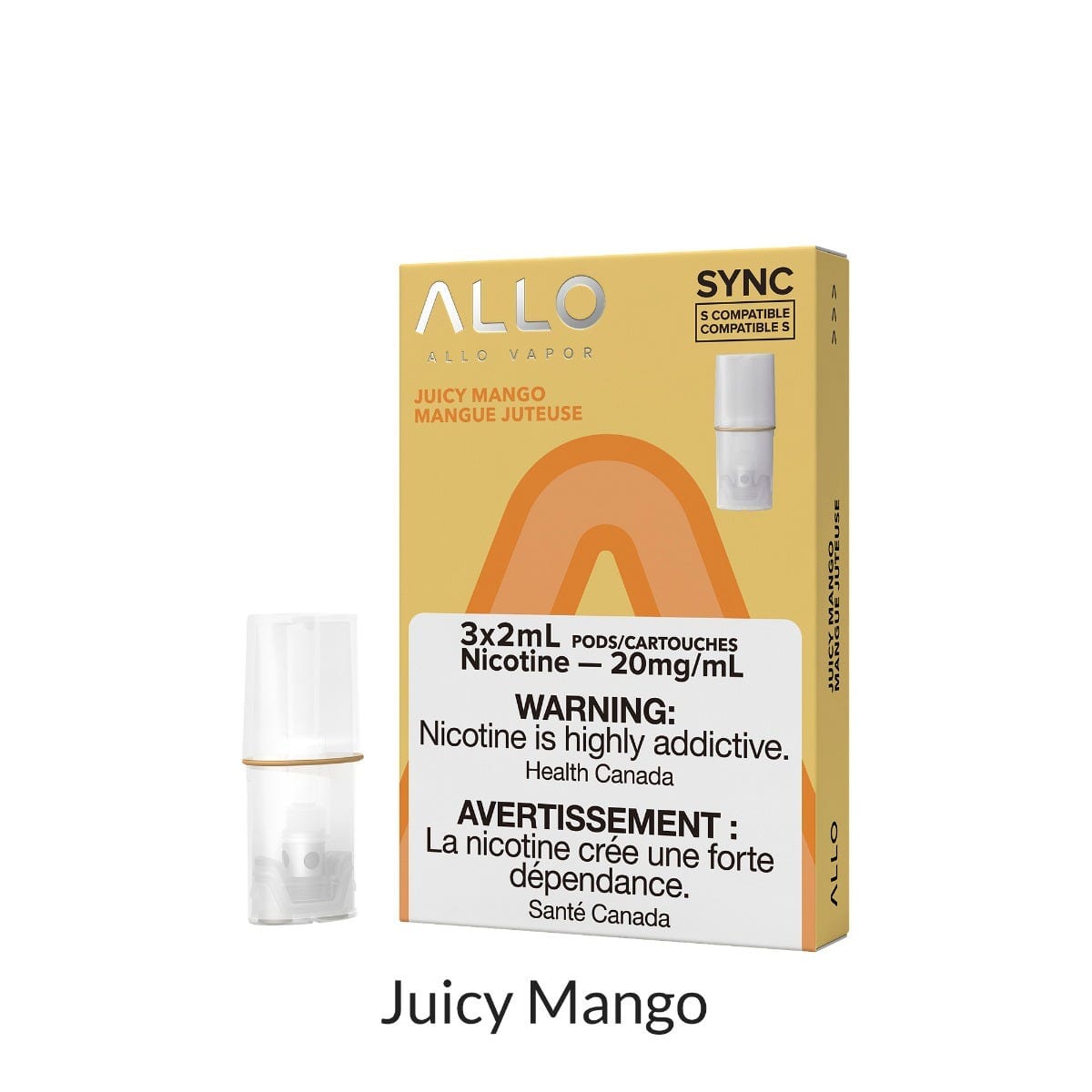 ALLO SYNC PODS PRE-FILLED PODS Pacific Smoke E-Liquids Juicy Mango 20MG (EXCISE)