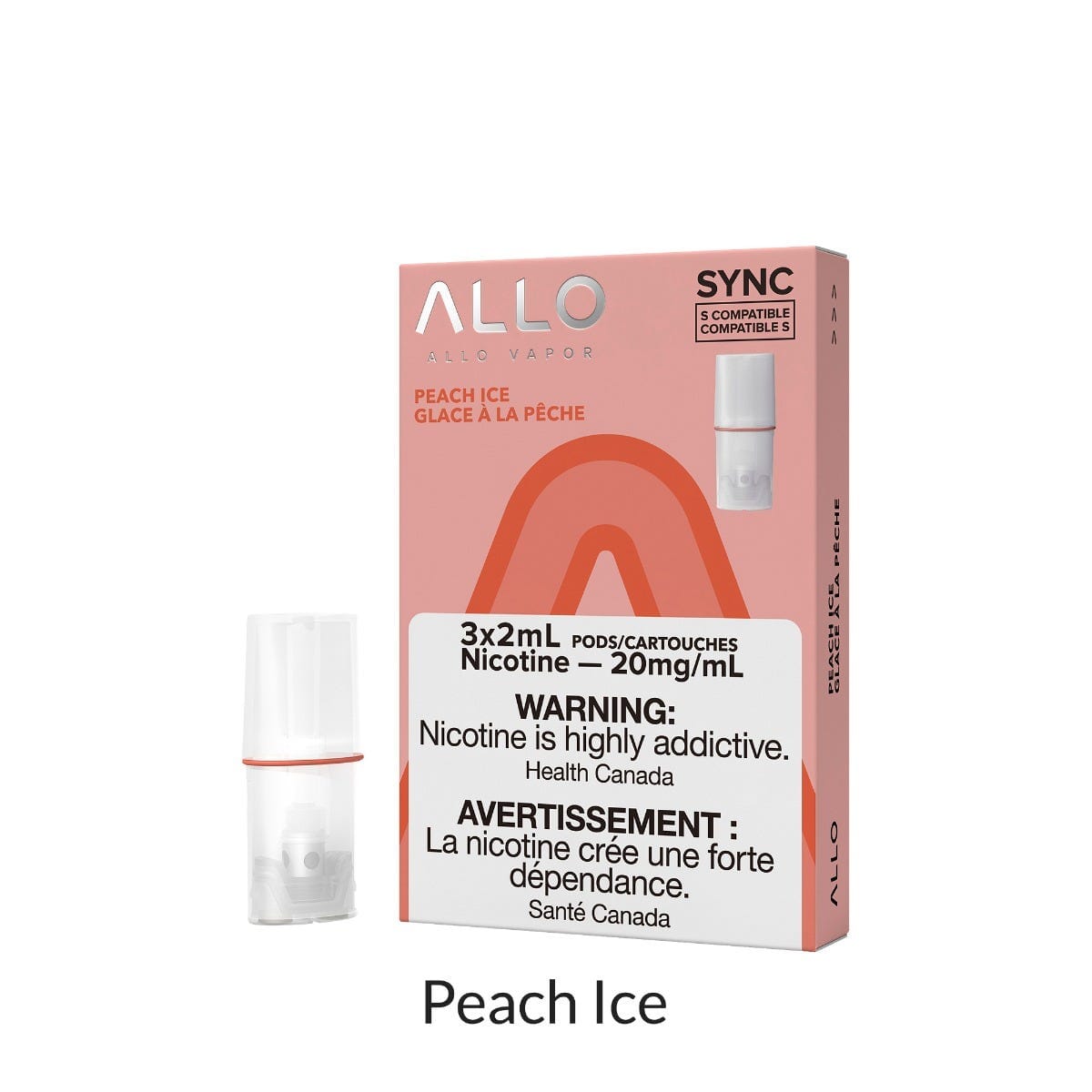 ALLO SYNC PODS PRE-FILLED PODS Pacific Smoke E-Liquids Peach Ice 20MG (EXCISE)