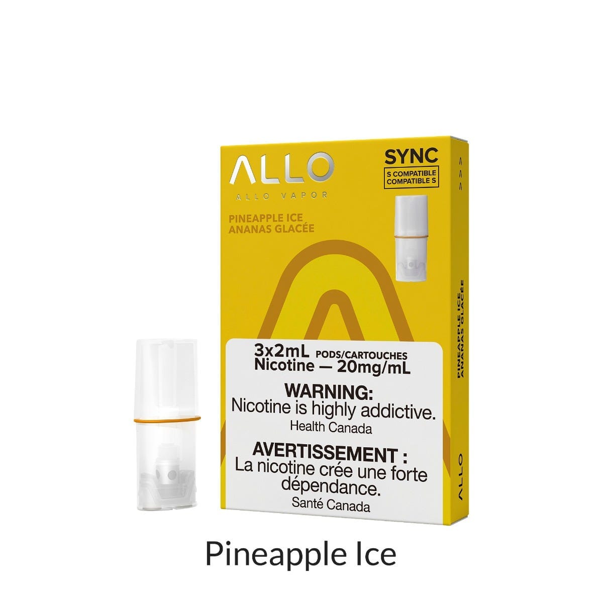 ALLO SYNC PODS PRE-FILLED PODS Pacific Smoke E-Liquids Pineapple Ice 20MG (EXCISE)