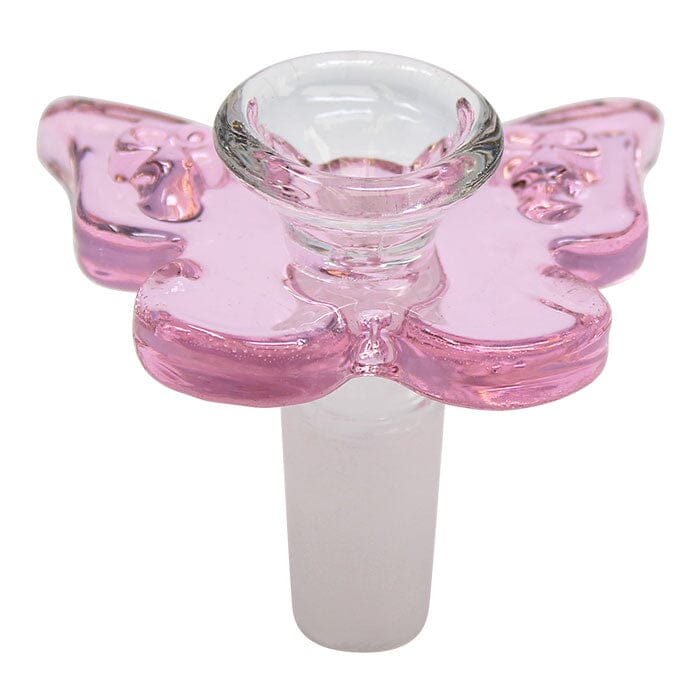 BONG BOWL Herbal SMOKE TOKES Pink Glass Butterfly Bowl 14mm