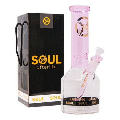 SOUL GLASS BONG Herbal SMOKE TOKES Pink Afterlife 12 Inches Octagon Bong 
