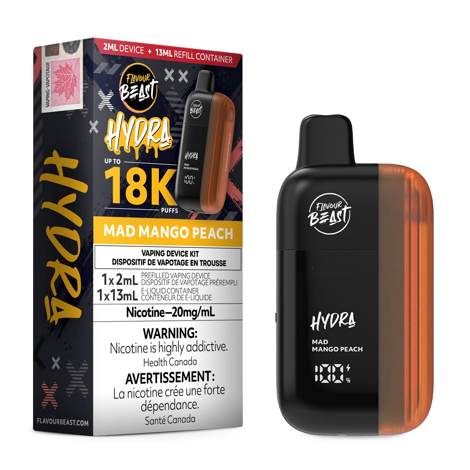 FLAVOUR BEAST - HYDRA 18K DISPOSABLE DISPOSABLES Pacific Smoke E-Liquids Mad Mango Peach (EX) 