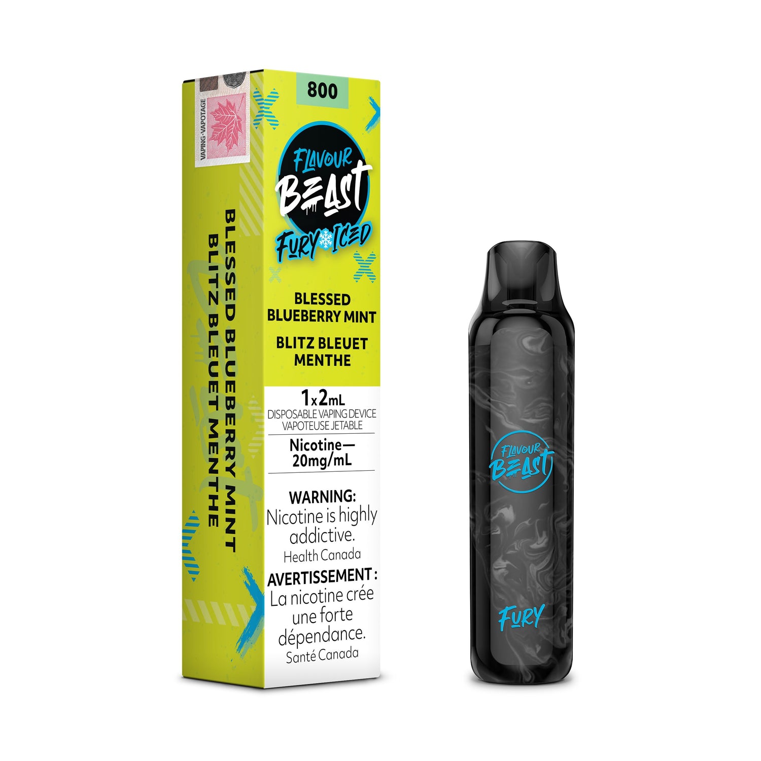 FLAVOUR BEAST FURY DISPOSABLE (2ML) DISPOSABLES Pacific Smoke E-Liquids Blessed Blueberry Mint Iced 20MG (EXCISE) 