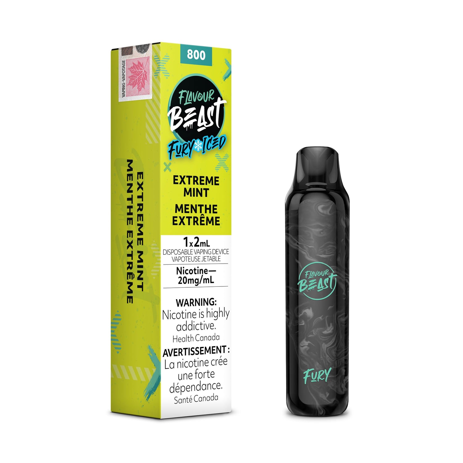 FLAVOUR BEAST FURY DISPOSABLE (2ML) DISPOSABLES Pacific Smoke E-Liquids Extreme Mint Iced 20MG (EXCISE) 