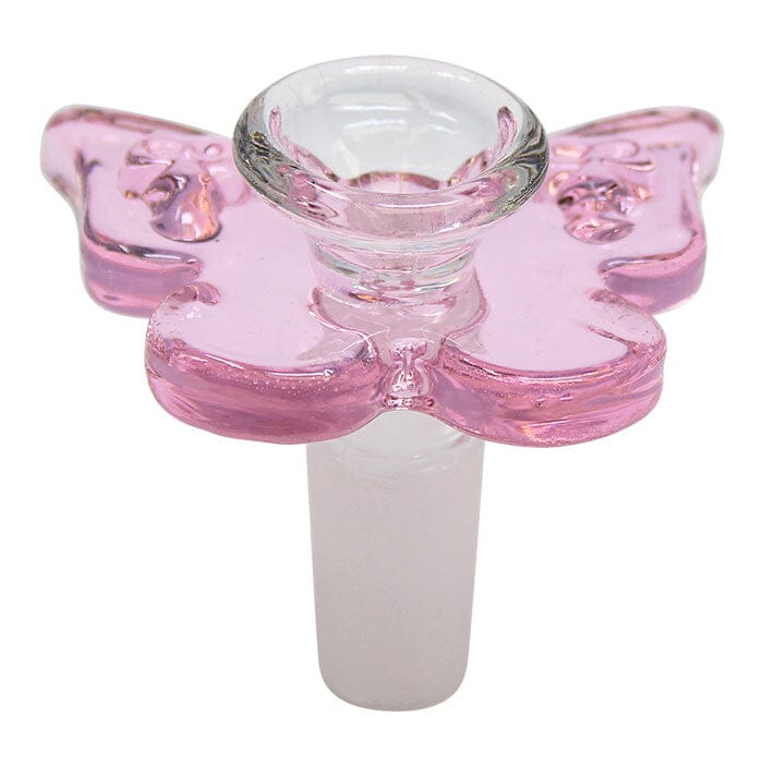 BONG BOWL Herbal SMOKE TOKES Pink Glass Butterfly Bowl 14mm 